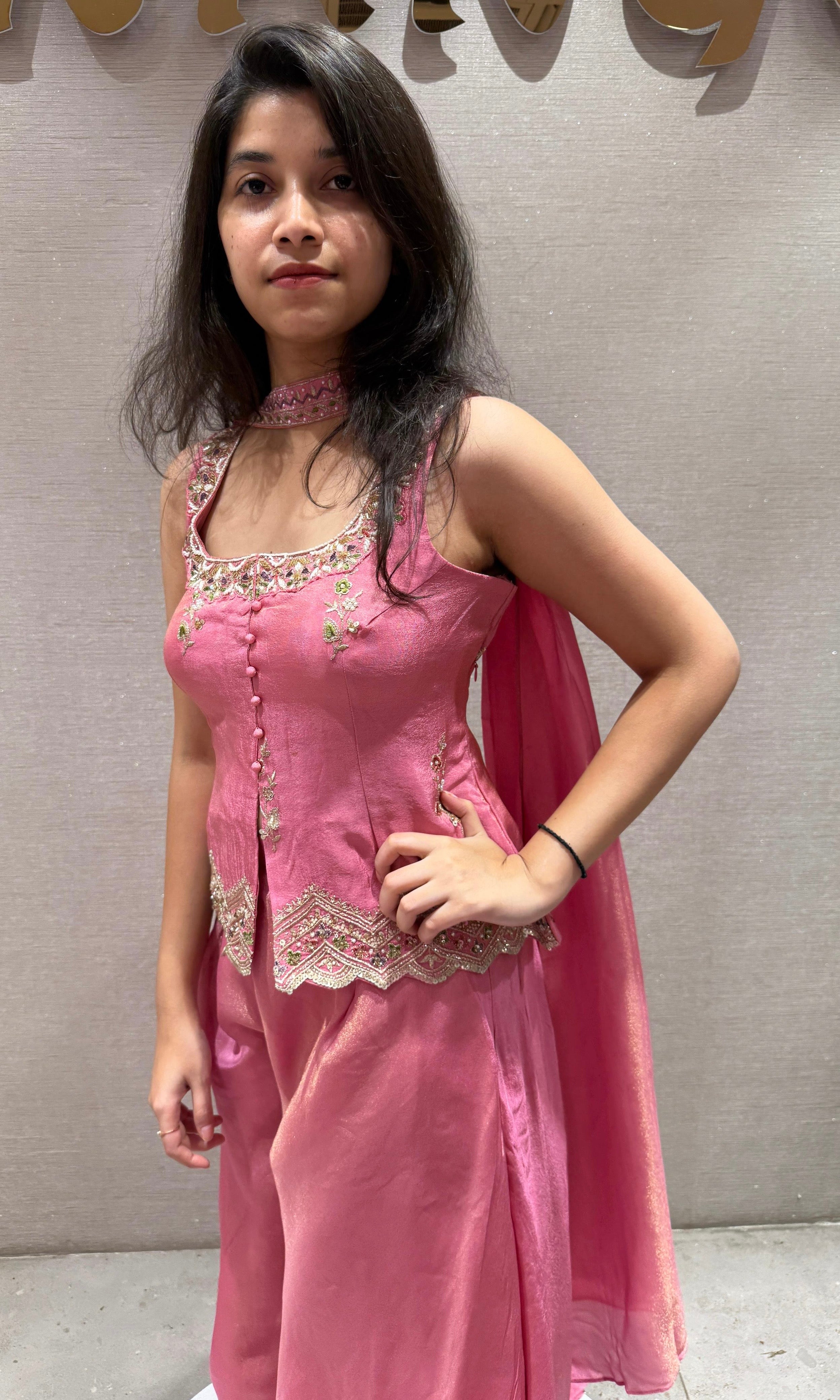 Rose Petal Peplum Palazzo Set
