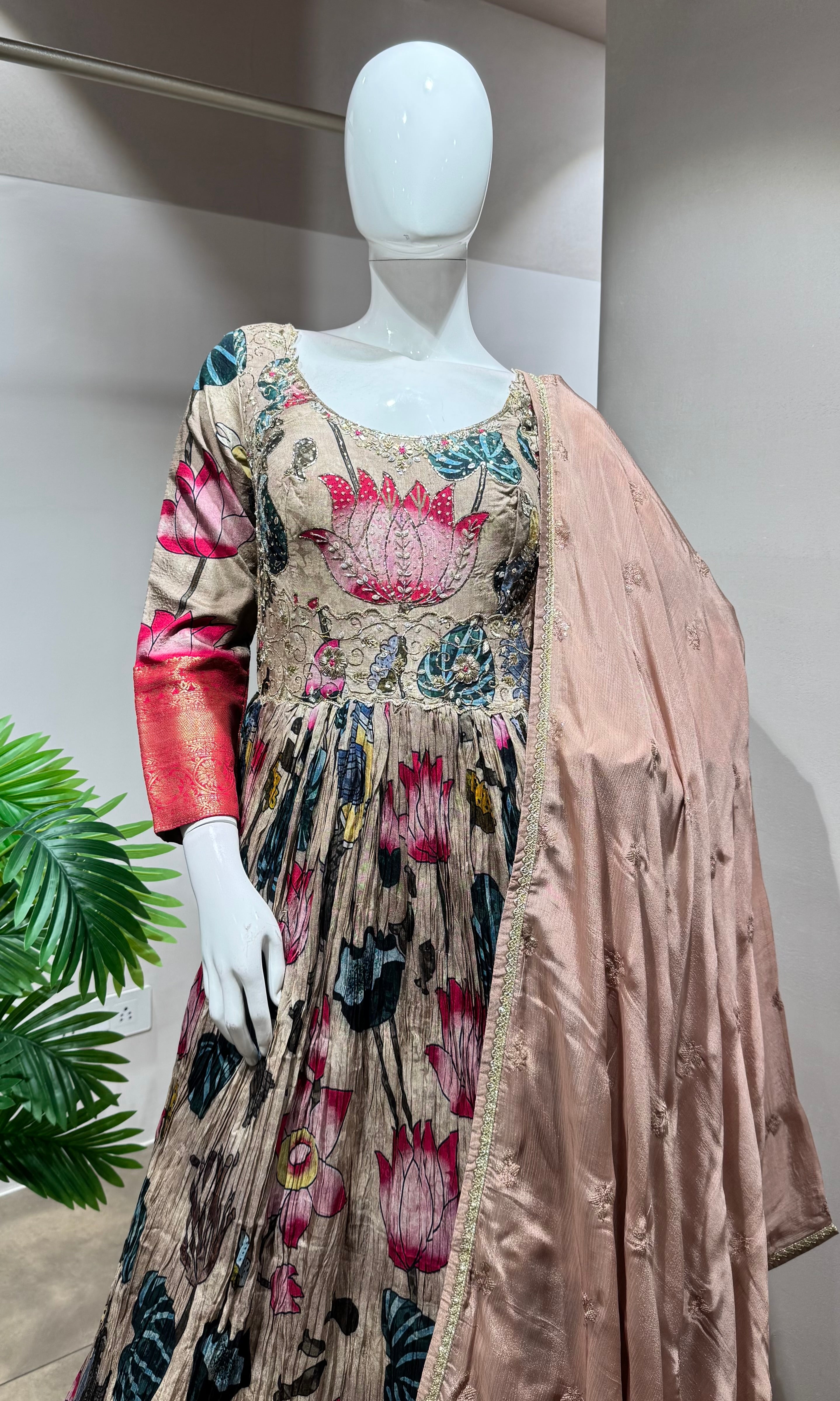 Multi FLORAL kalamkari Anarkali