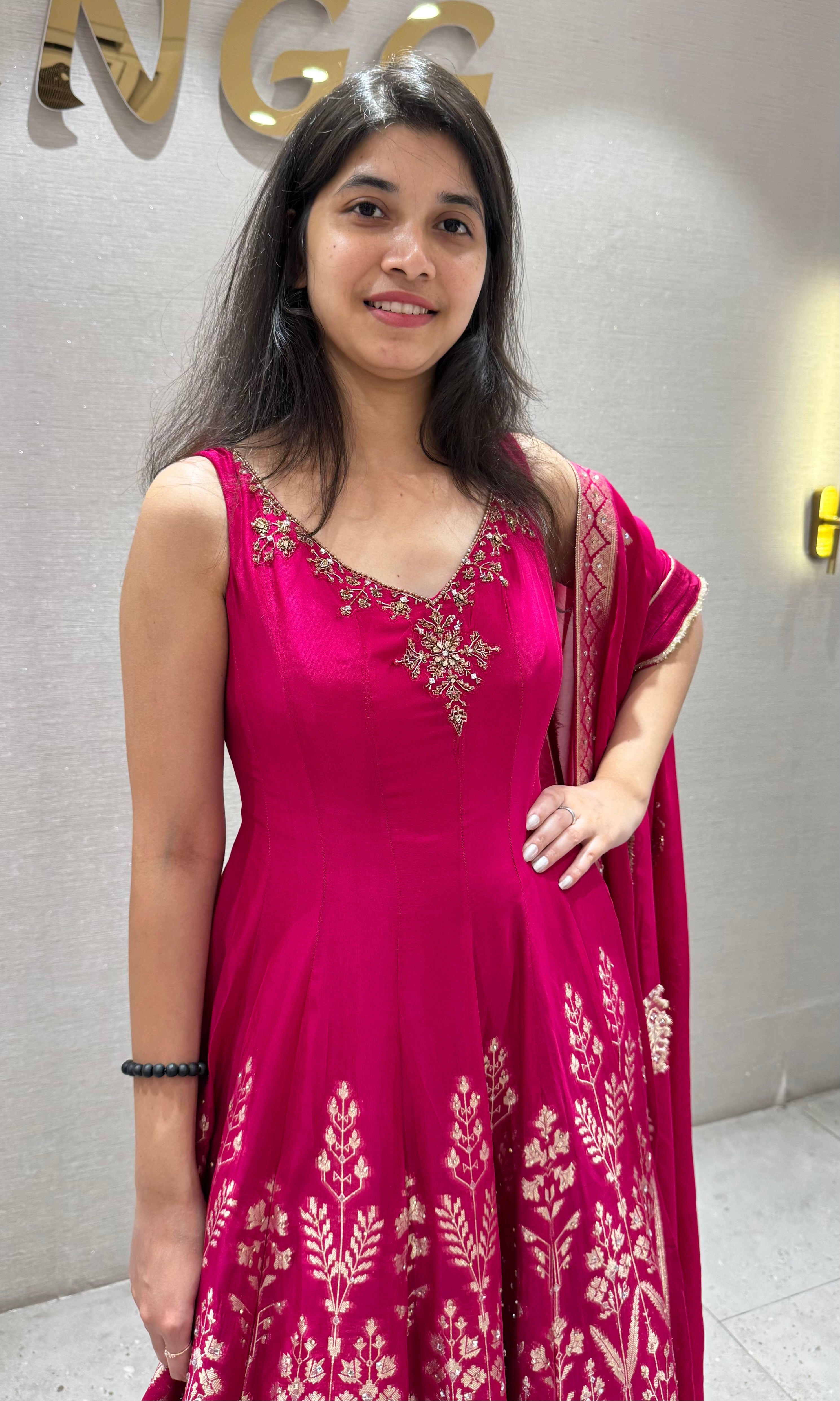 Rani pink EMBROIDERED Anarkali