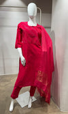 Rani pink raw silk kurta set