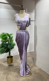 LAVENDER DRAPE SAREE WITH EMBELLISHED BLOUSE