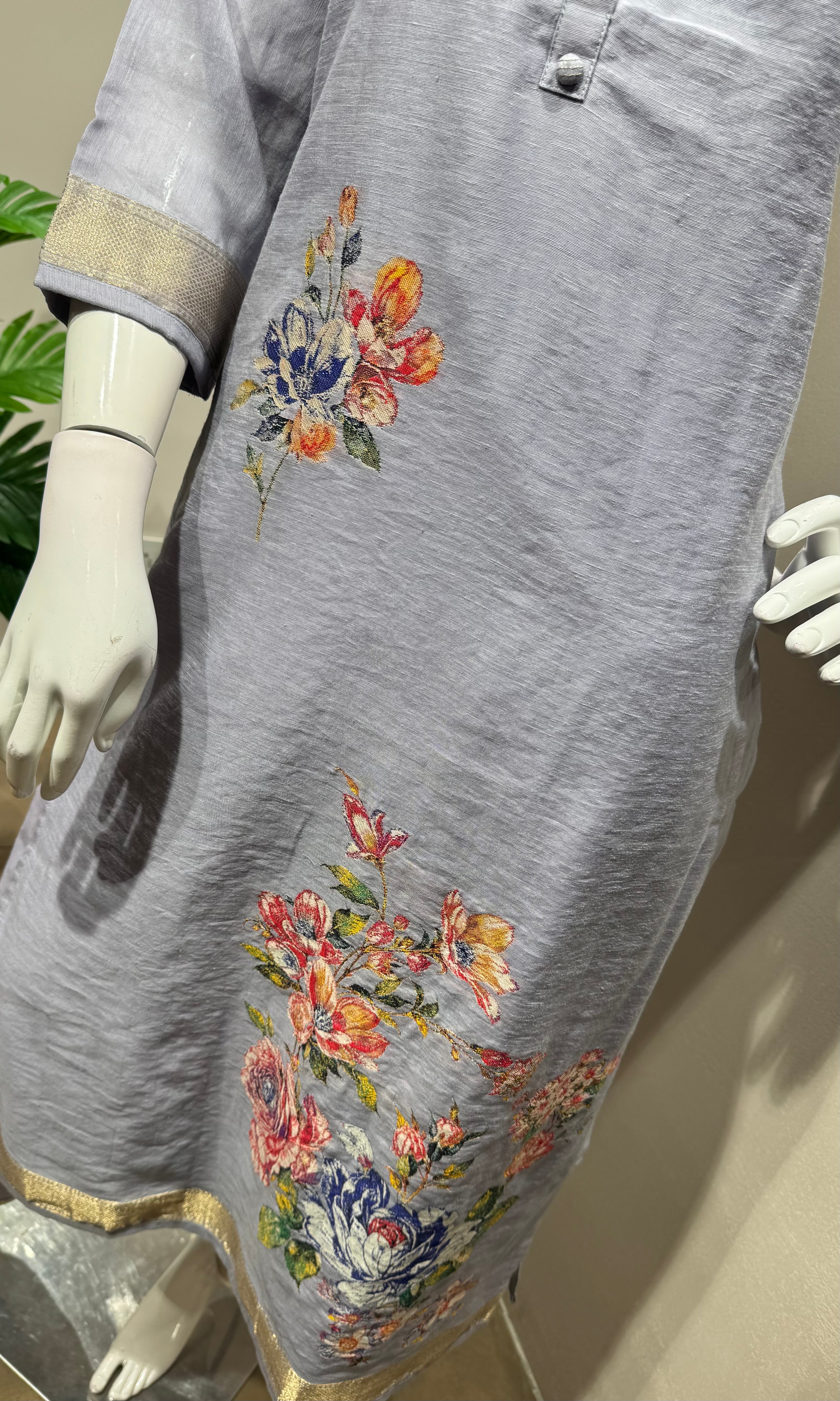 lilac Embroidered Straight Kurta set