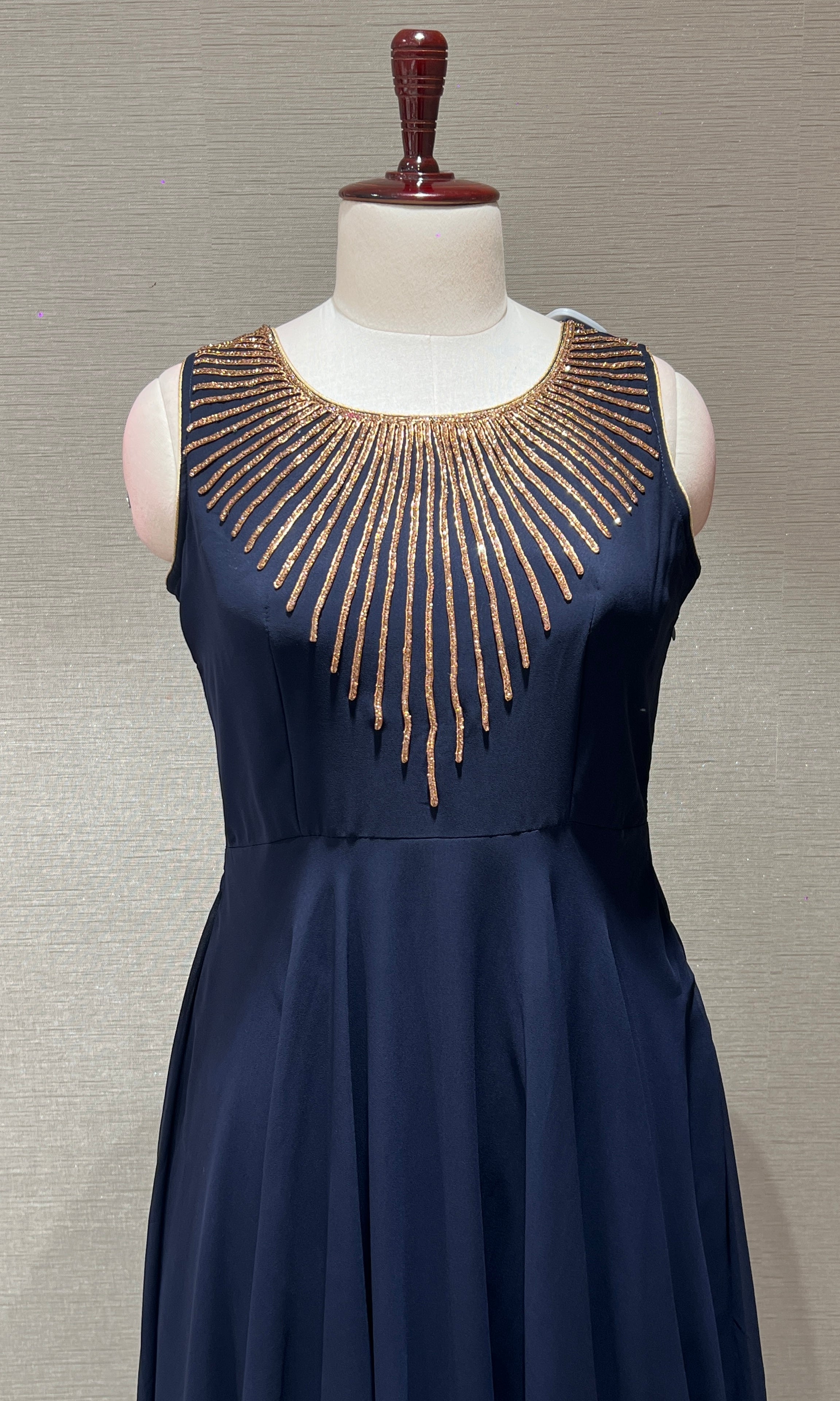 Navy blue Georgette blue long dress