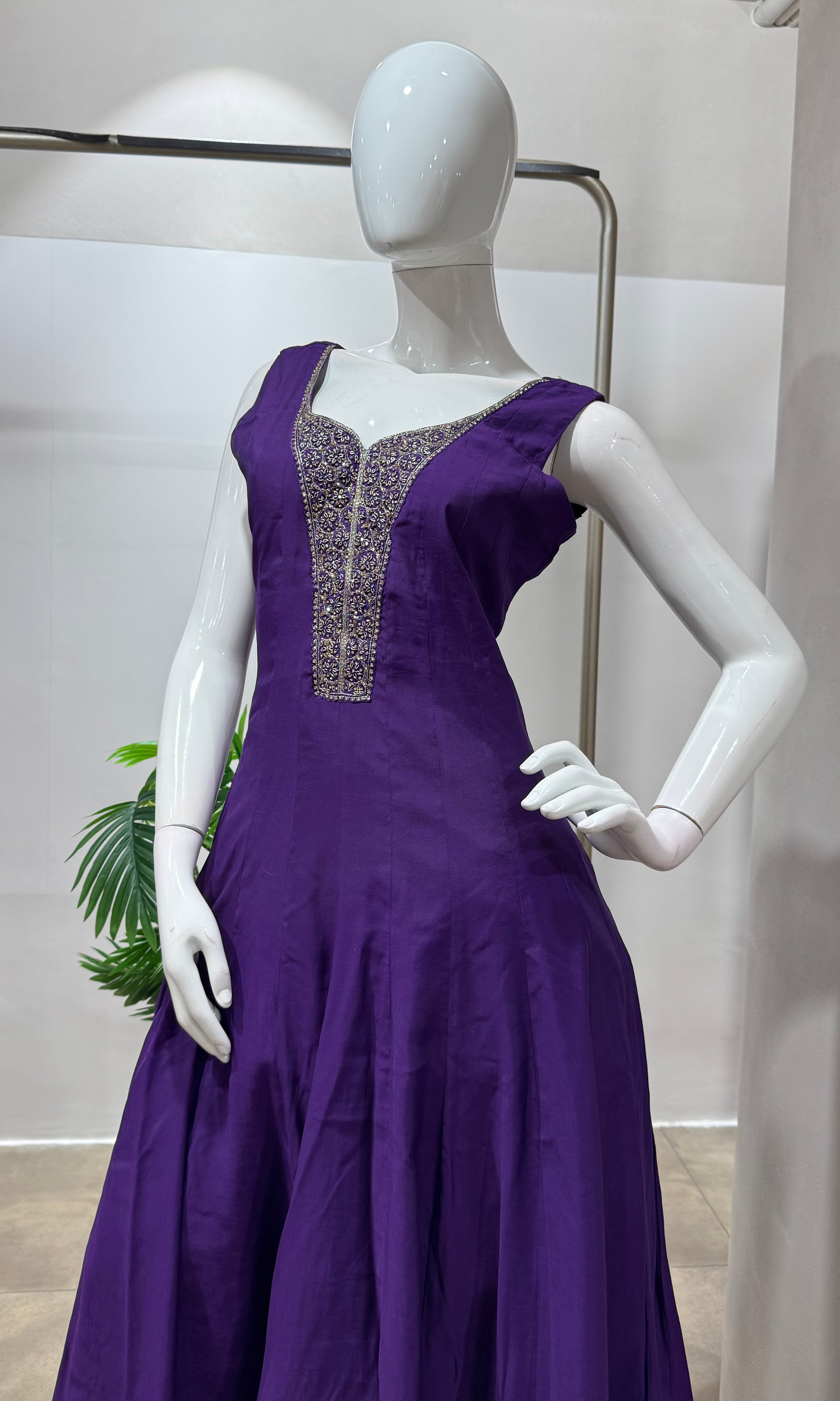 Purple GOLD EMBROIDERY ANARKALI