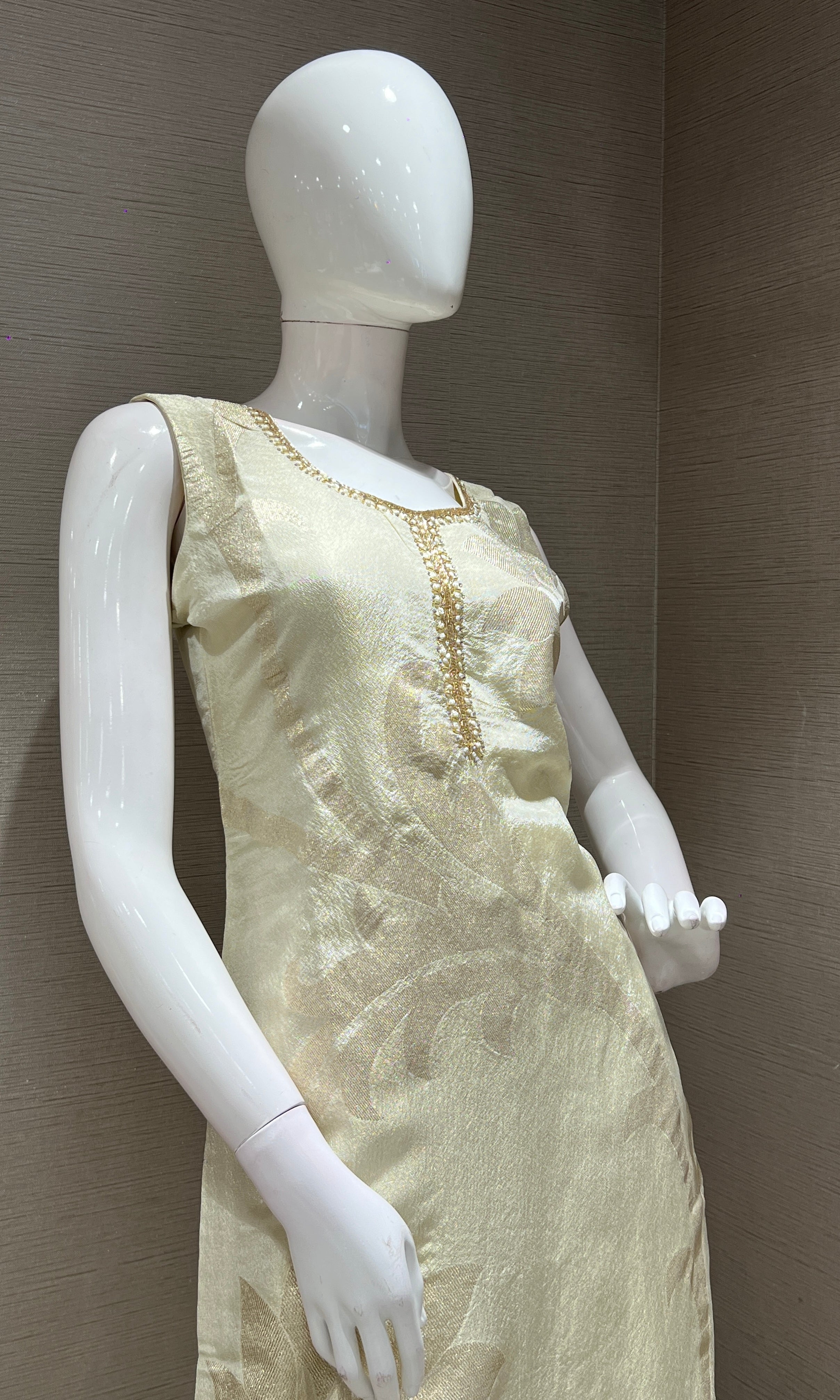 CREAM AND GOLD EMBROIDERY KURTA SET