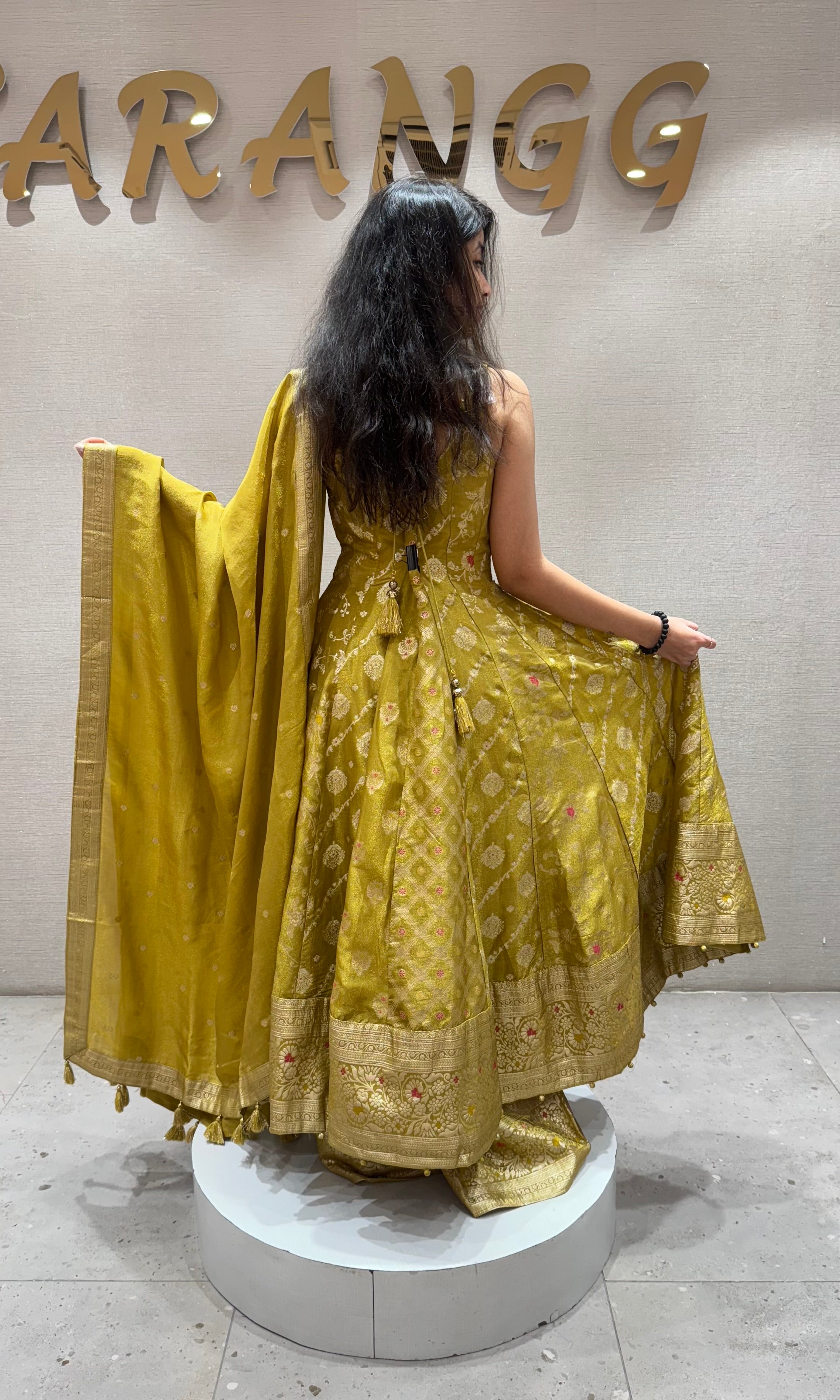 Mehandi green BANARASI ANARKALI SET