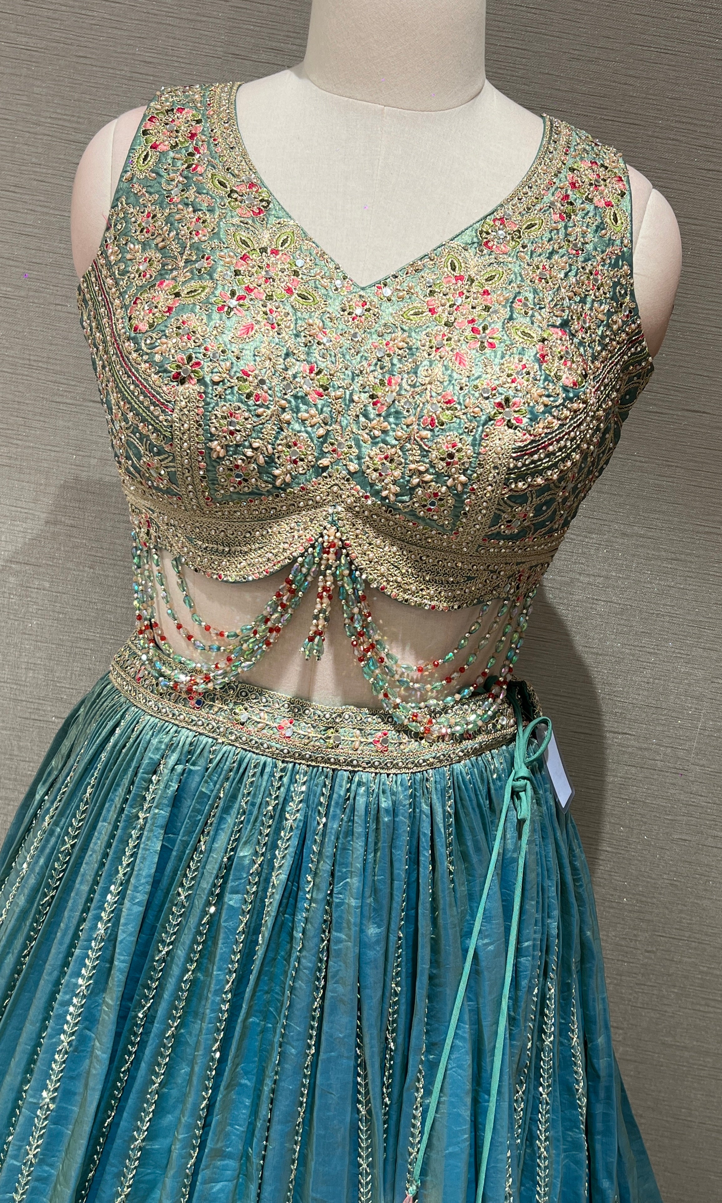 Green GOLDEN EMBROIDERED LEHENGA