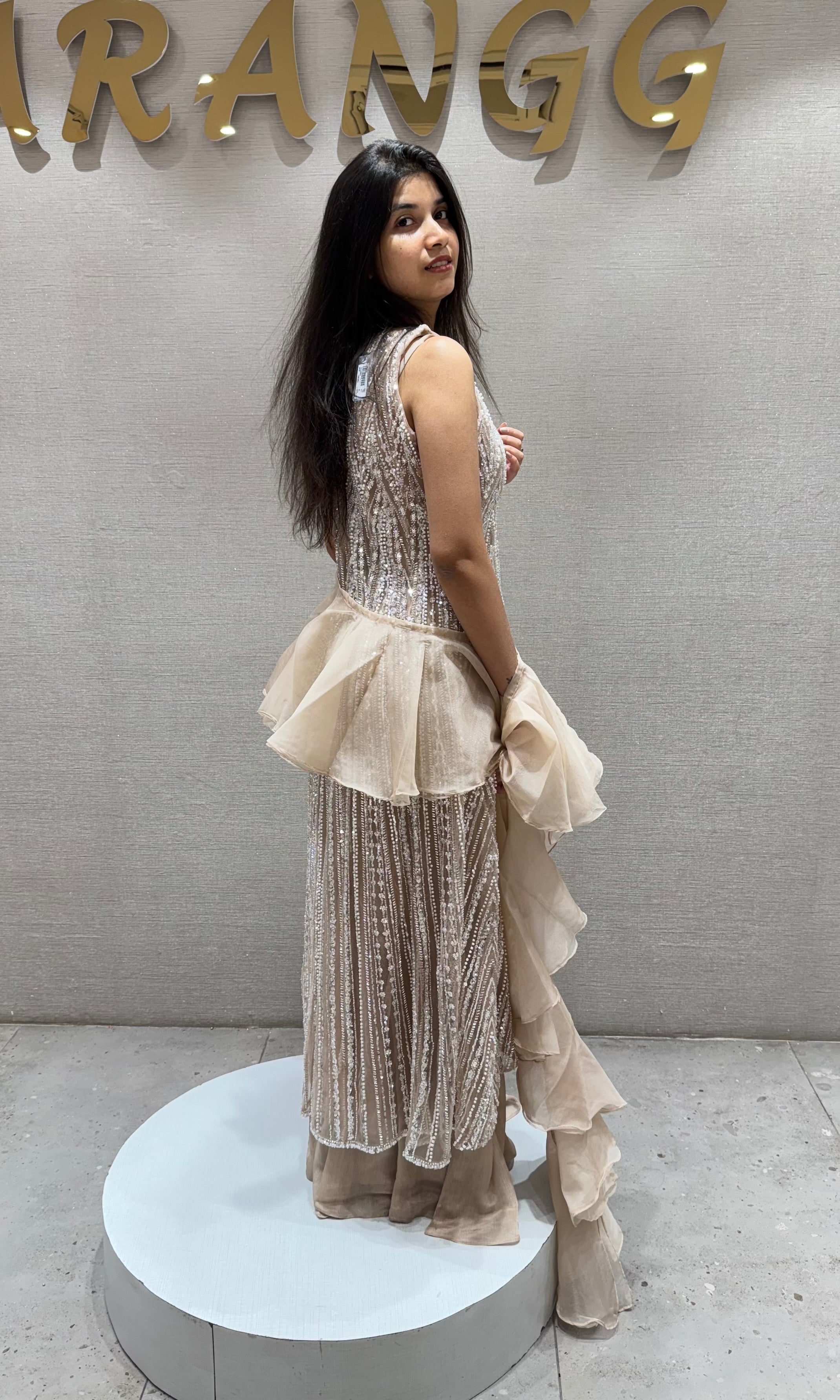 Chicko Pale Taupe Peplum PALAZZO SET