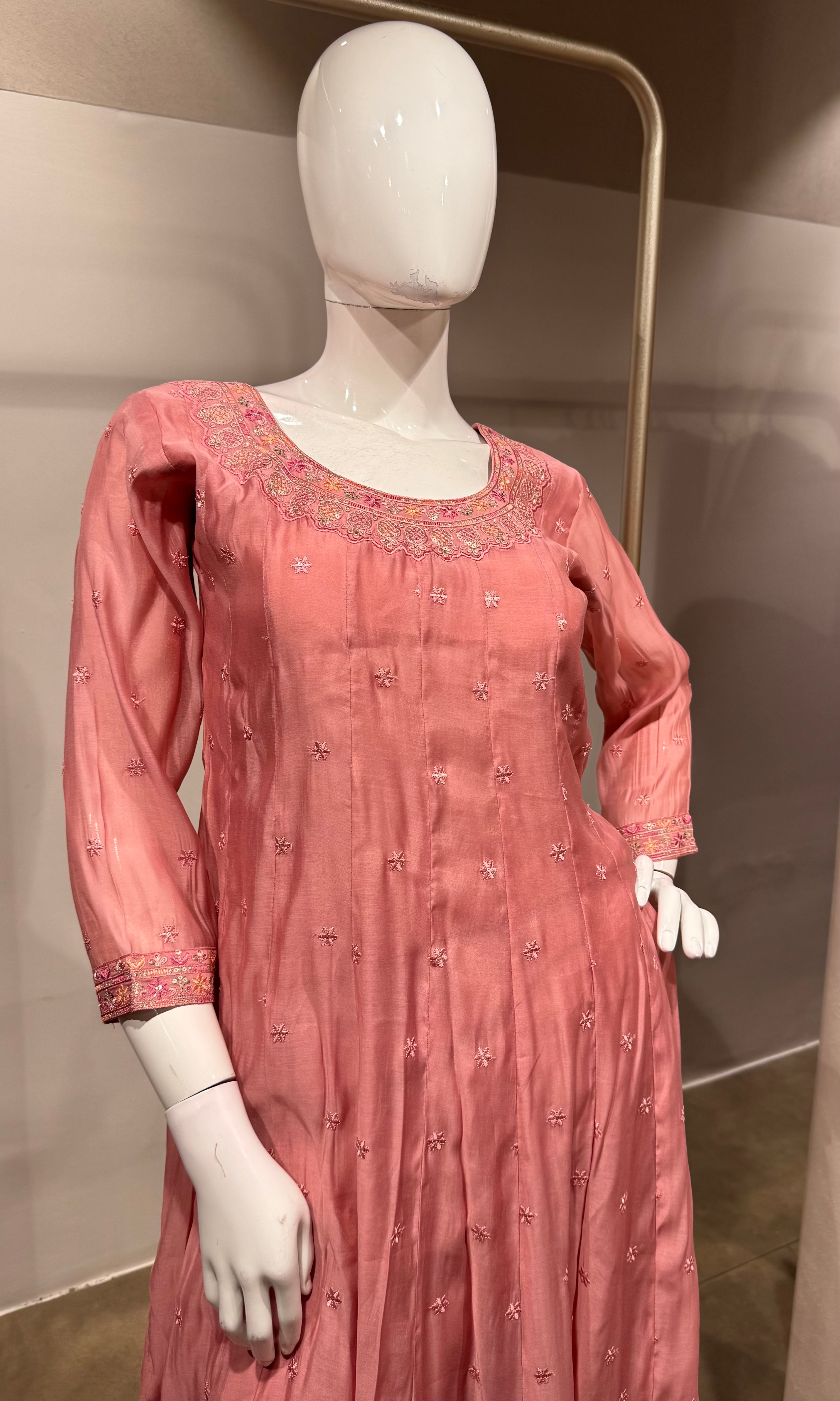 Blush Pink Embroidered Anarkali Kurta Set