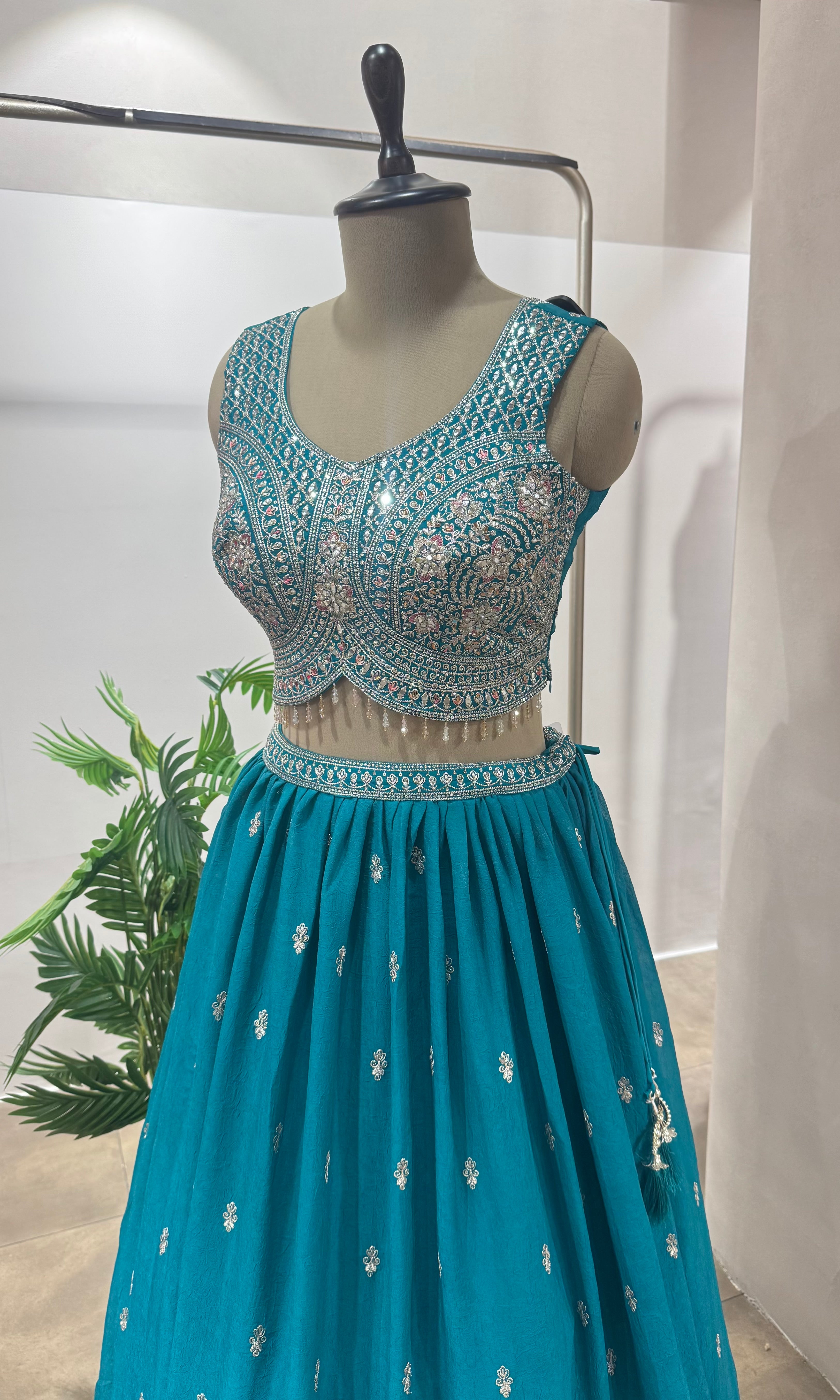 RAMA Blue Elegant Embroidery Lehenga