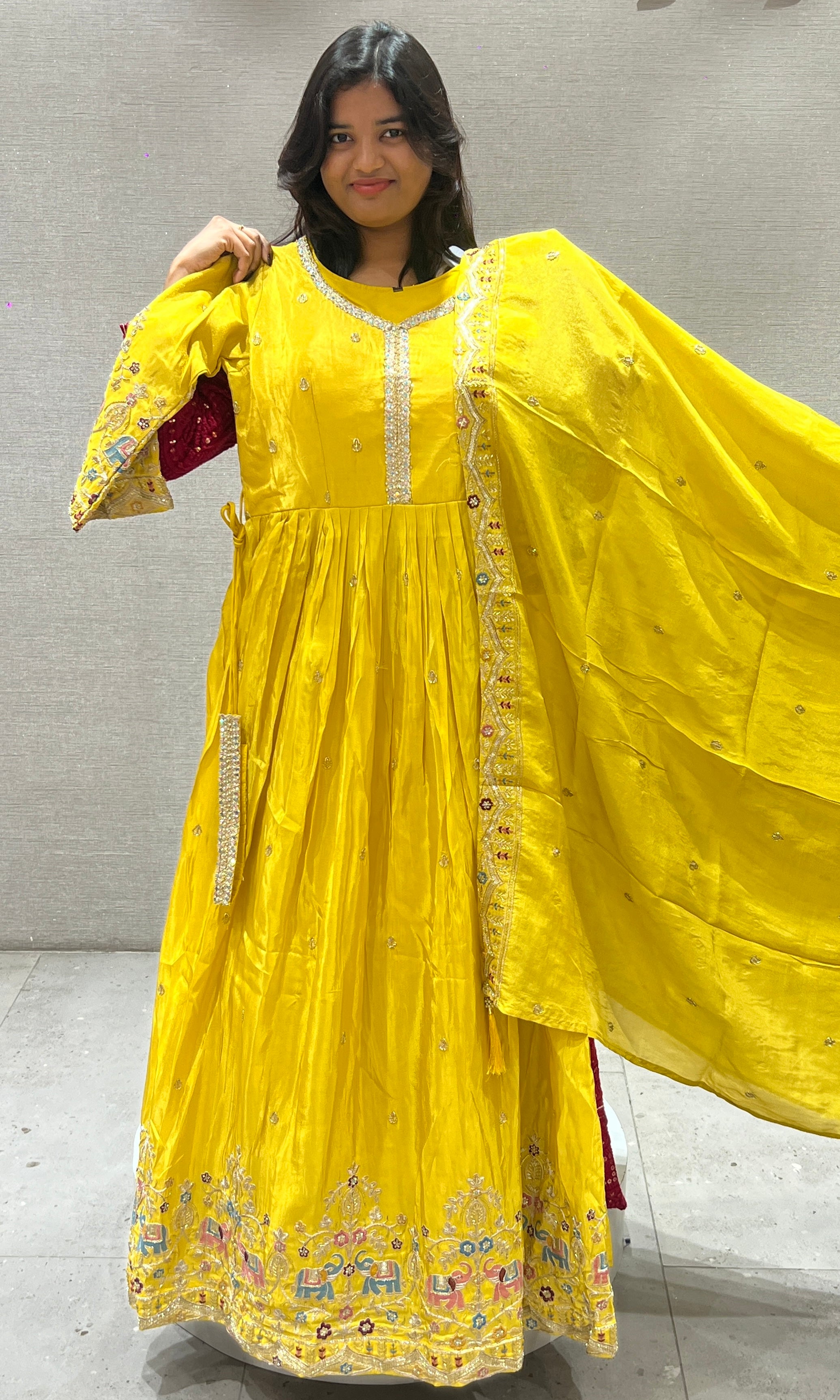 Yellow long anarkali