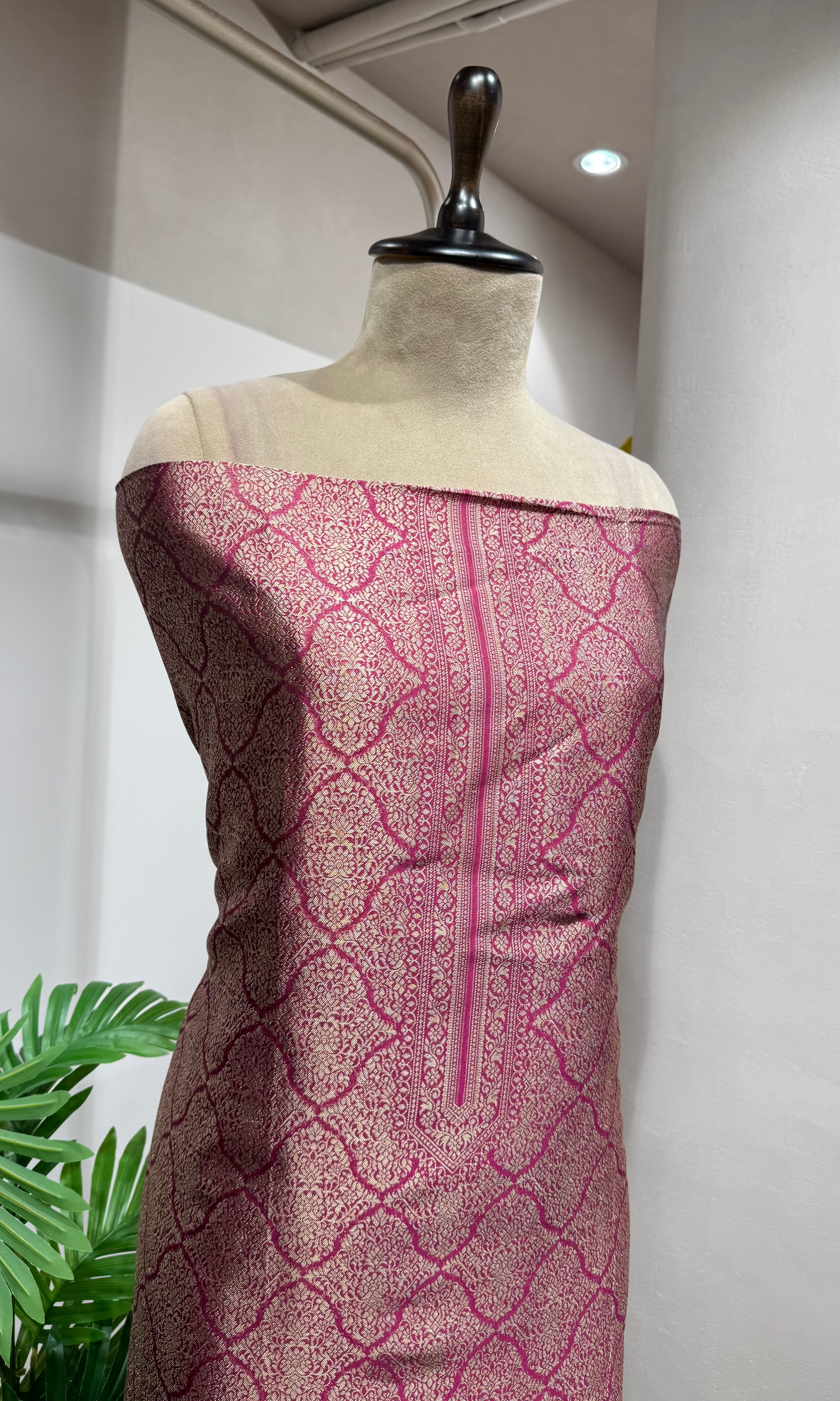 Pink Banarasi SILK DRESS MATERIAL