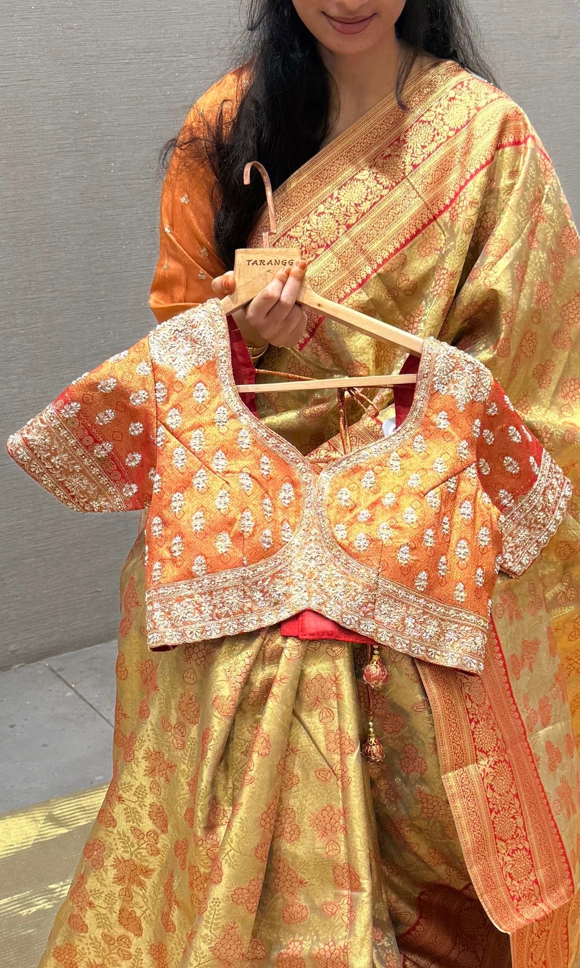 Red saree with blouse