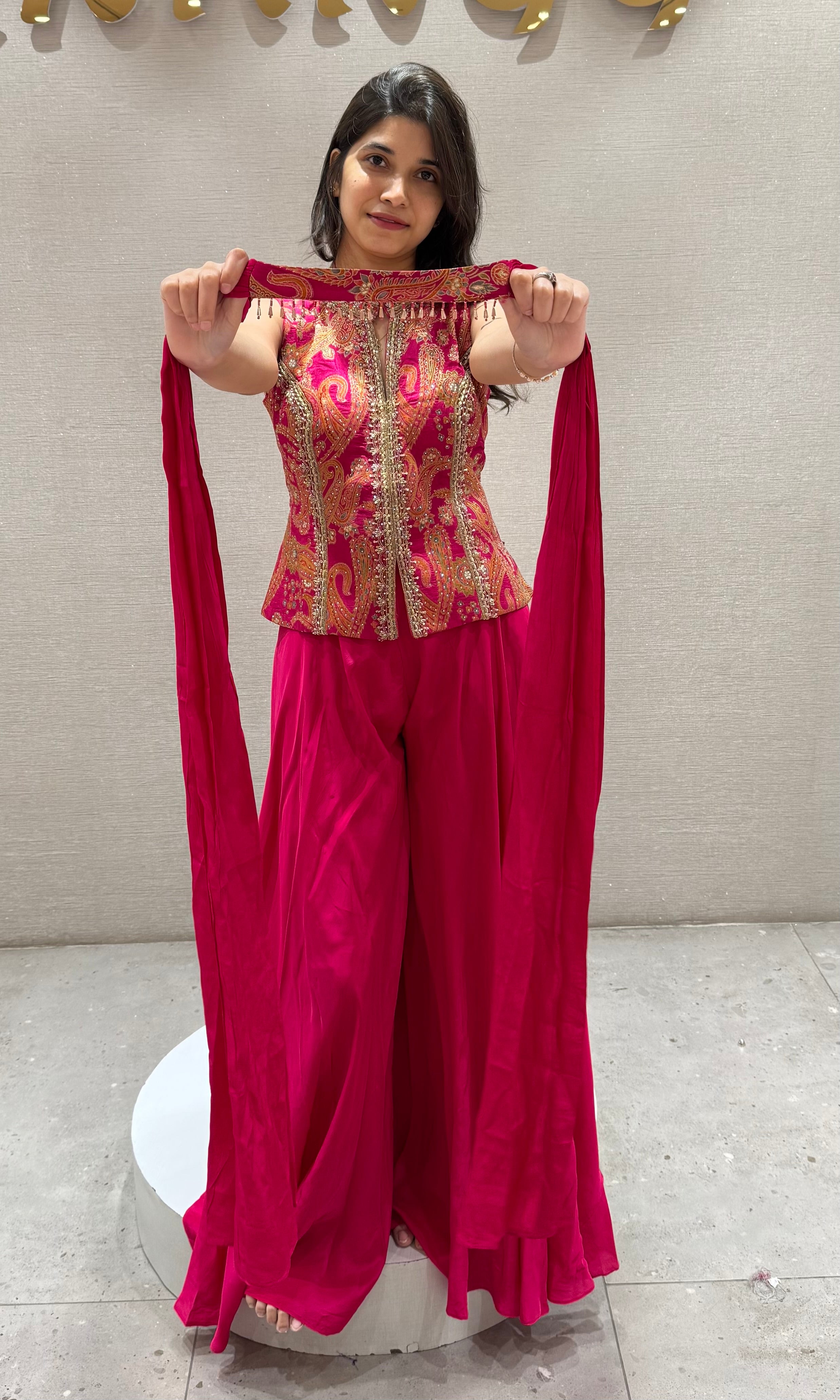 Rani Embroidered Peplum & Palazzo Set