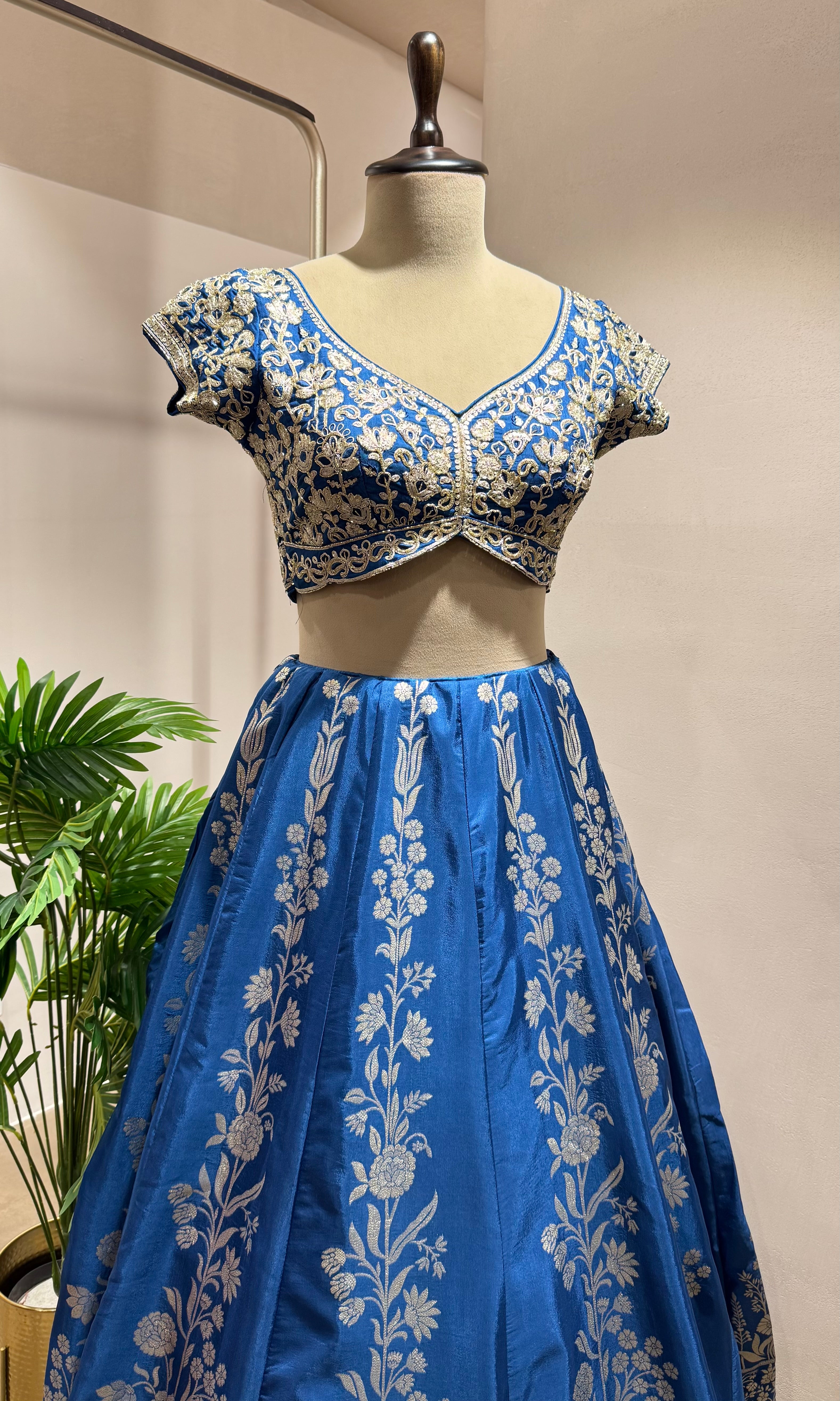 Blue Lehenga with Zari Embroidery