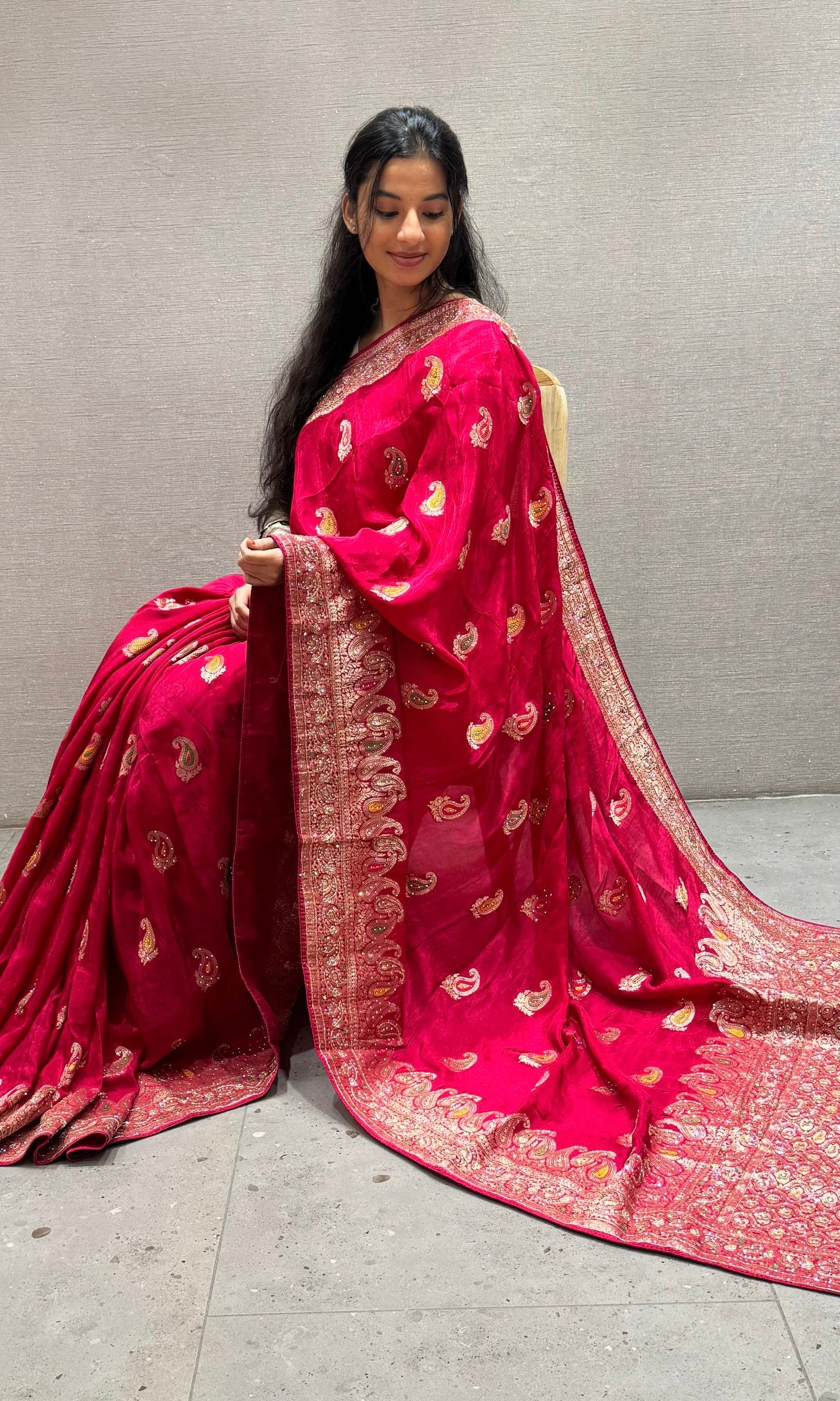 Pink Banarasi saree