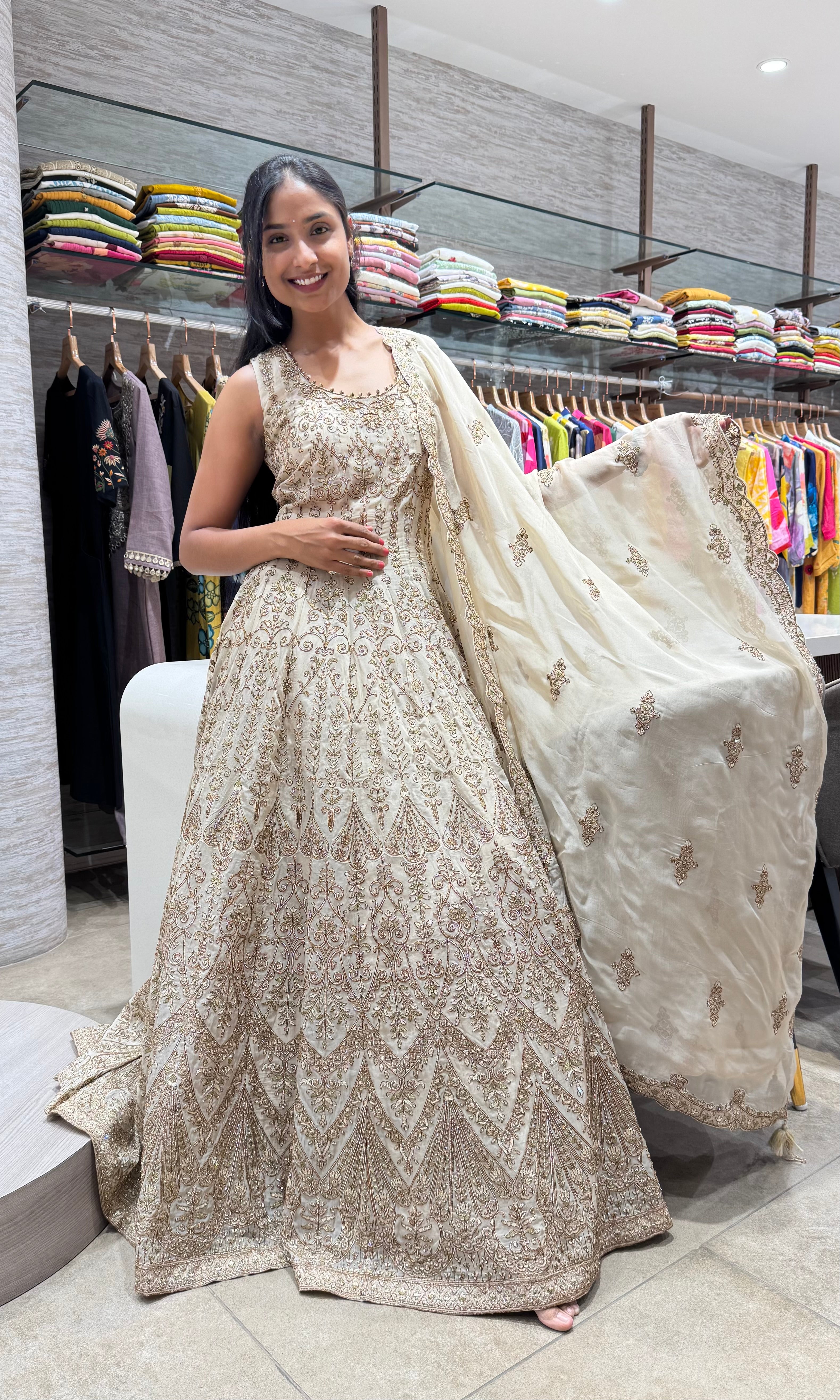 BEAGH ETHNIC GOLDEN EMBROIDERY ANARKALI SET