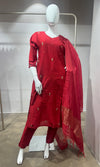 RUST Elegance Silk Kurta Set with Dupatta