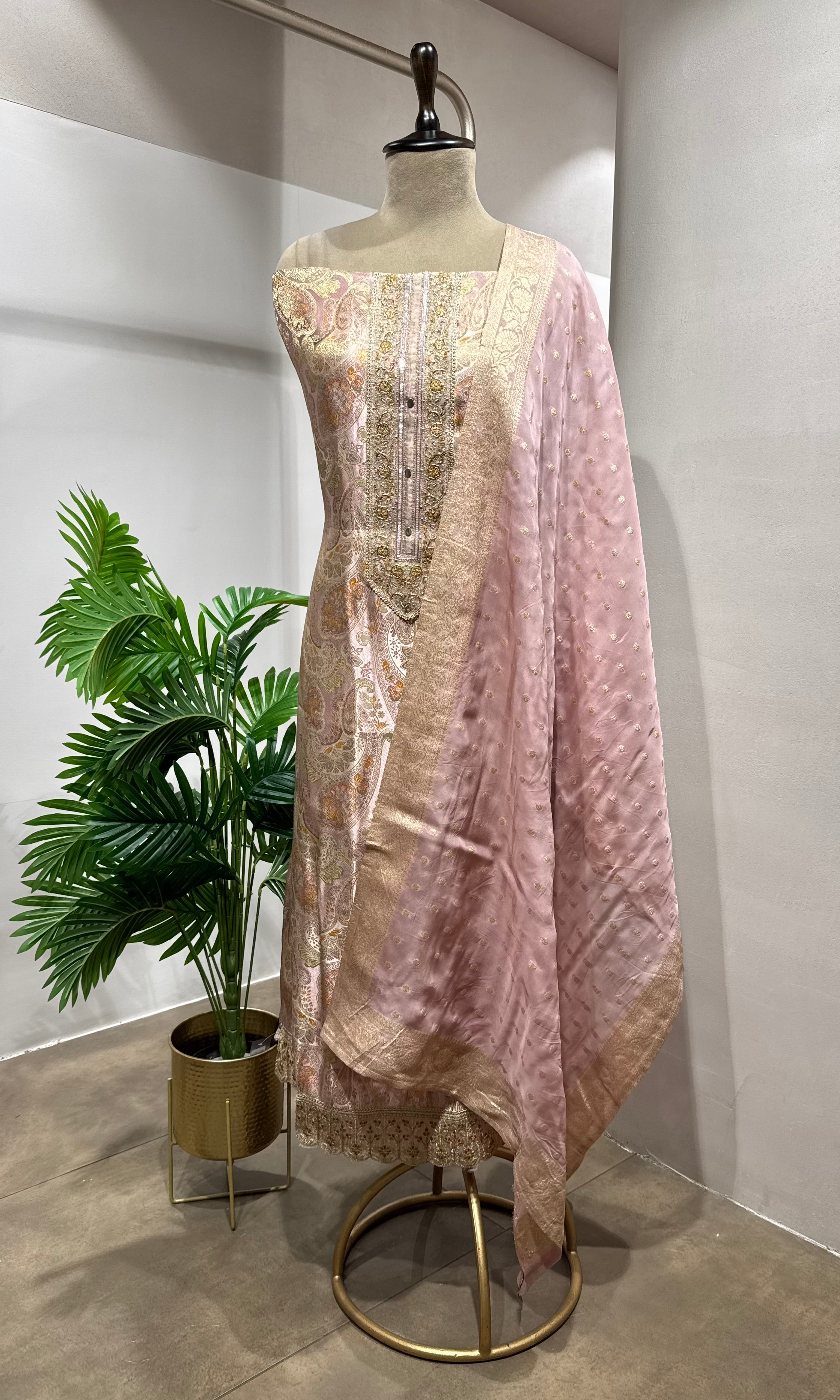 LILAC BANARASI SILK DRESS MATERIAL