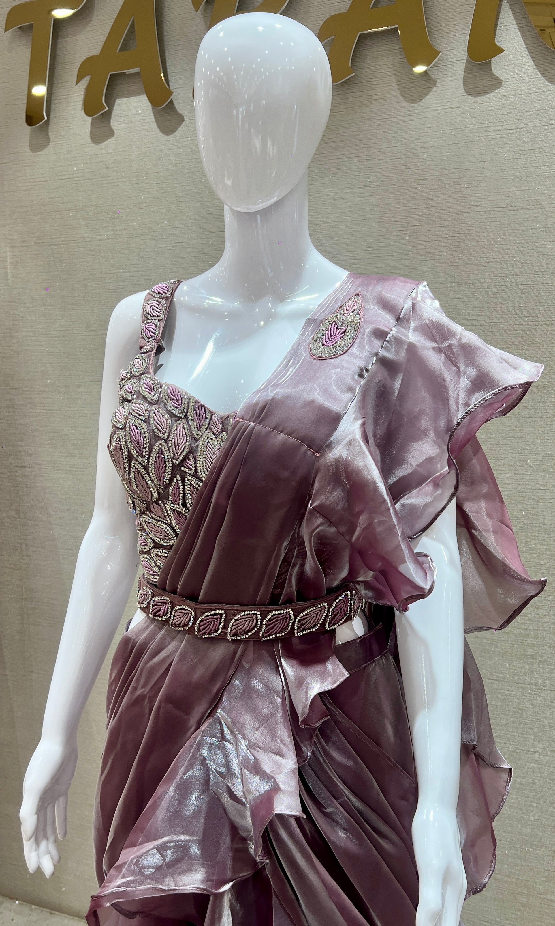 Light purple one minute saree