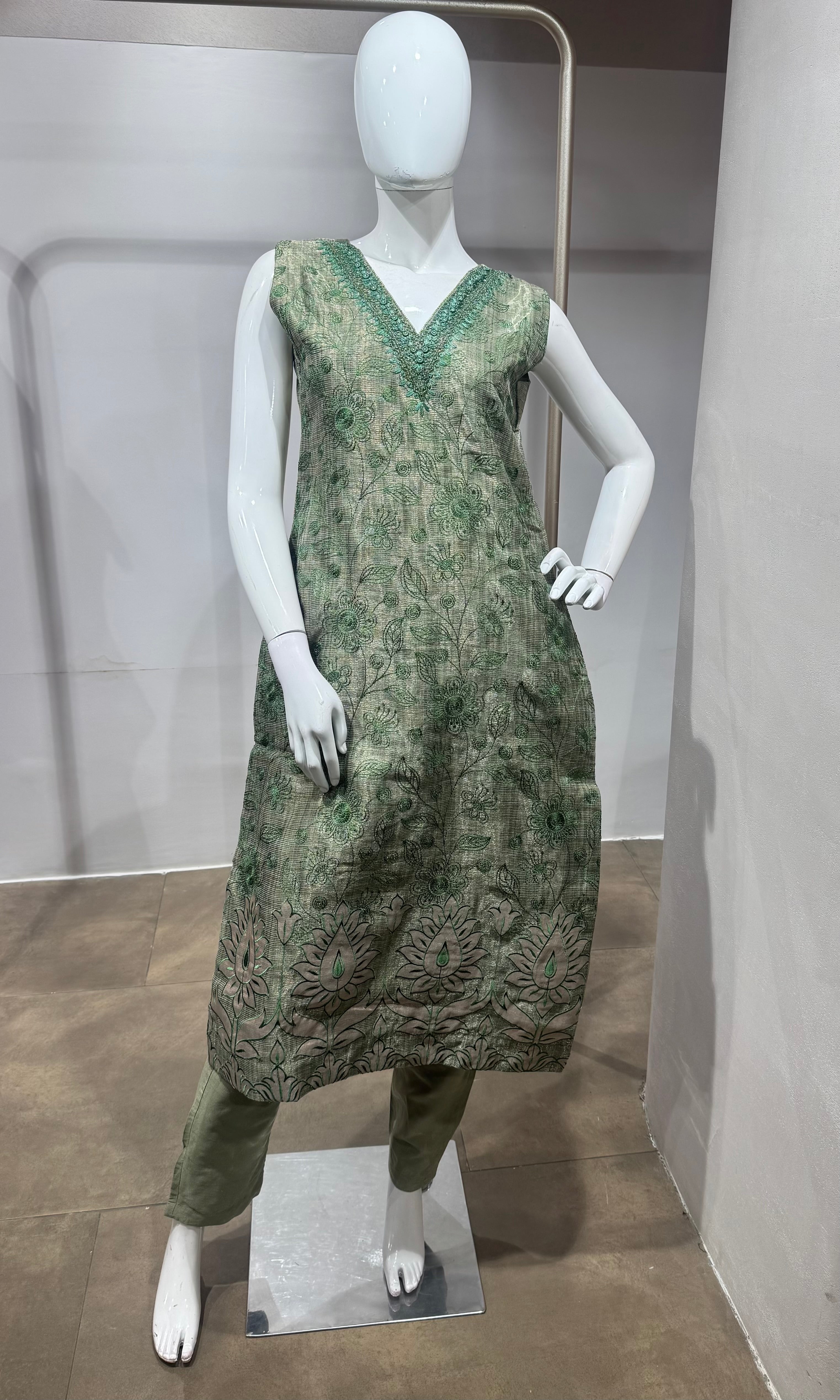 Green Embroidered Net Salwar Kurta set