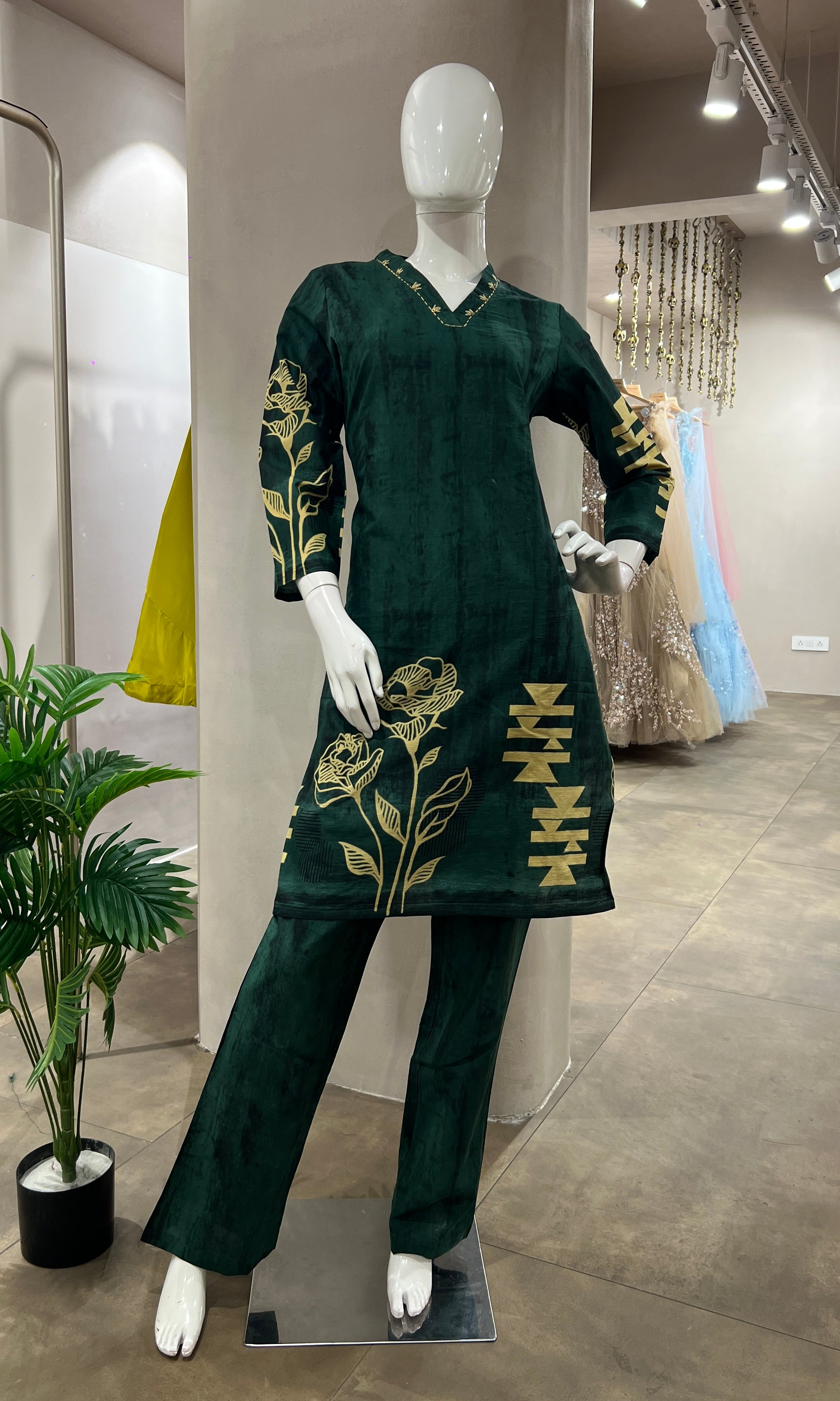 GREEN FLORAL CORD SET