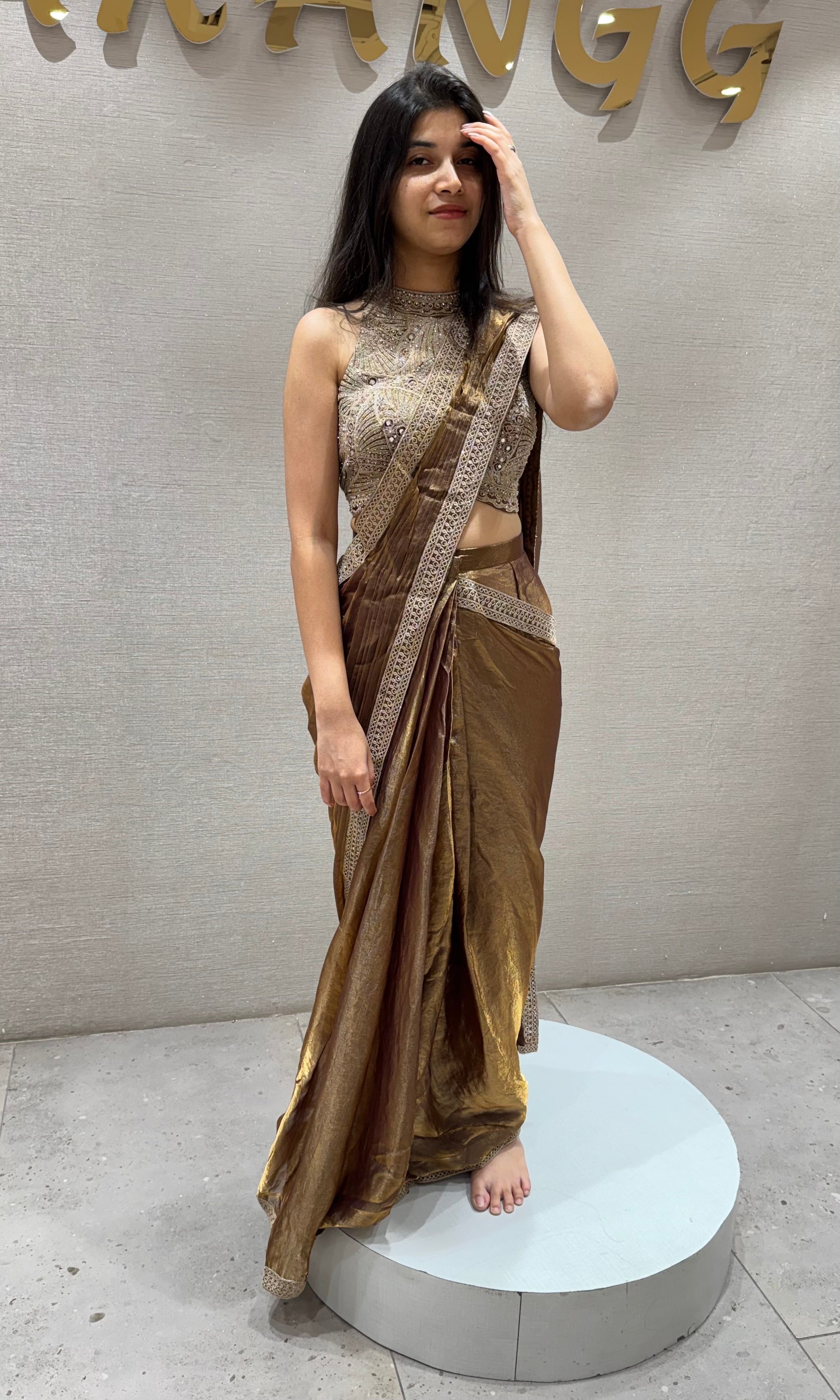 Brown Antique Shimmer SAREE