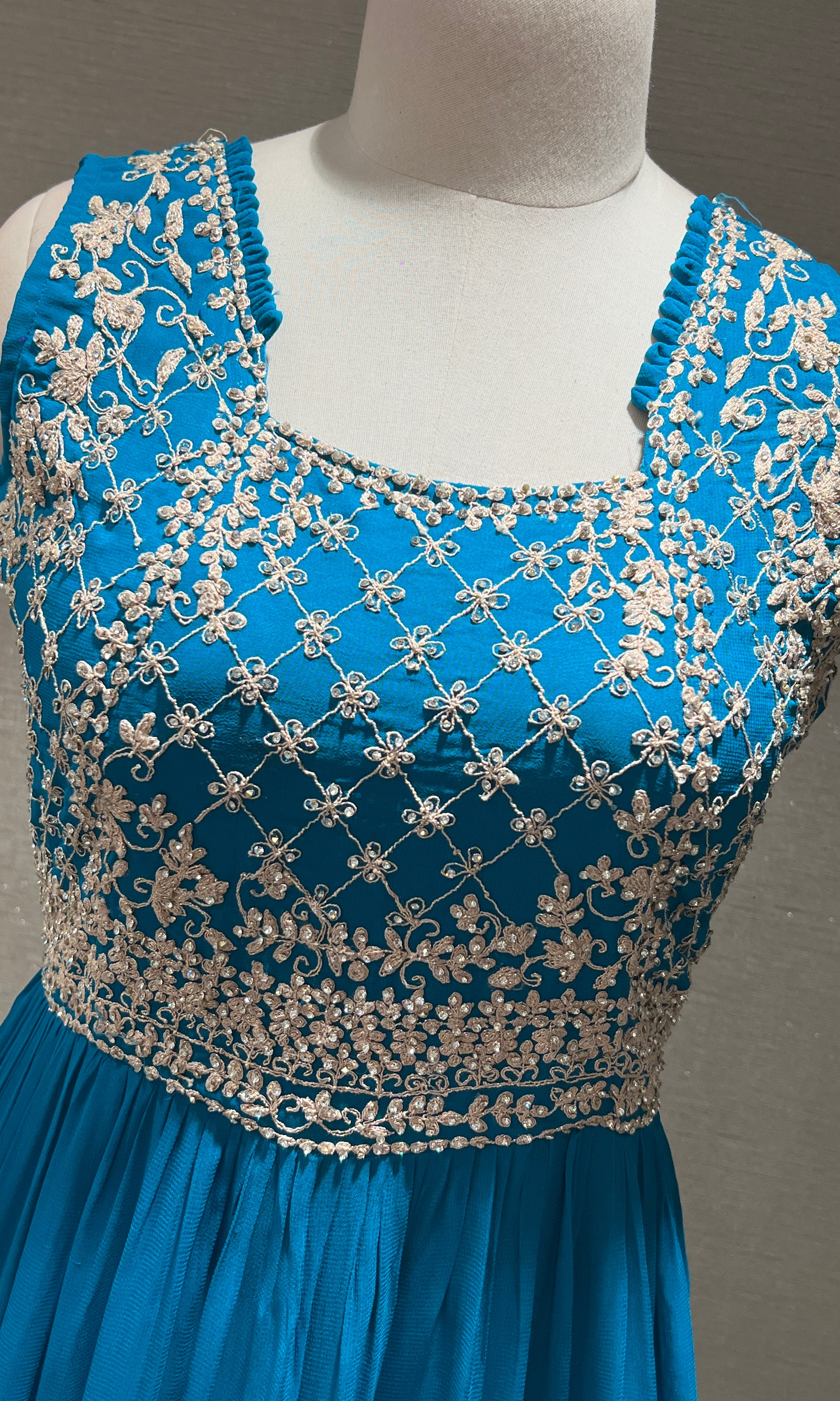 RAMA EMBROIDERED RUFFLE ANARKALI GOWN