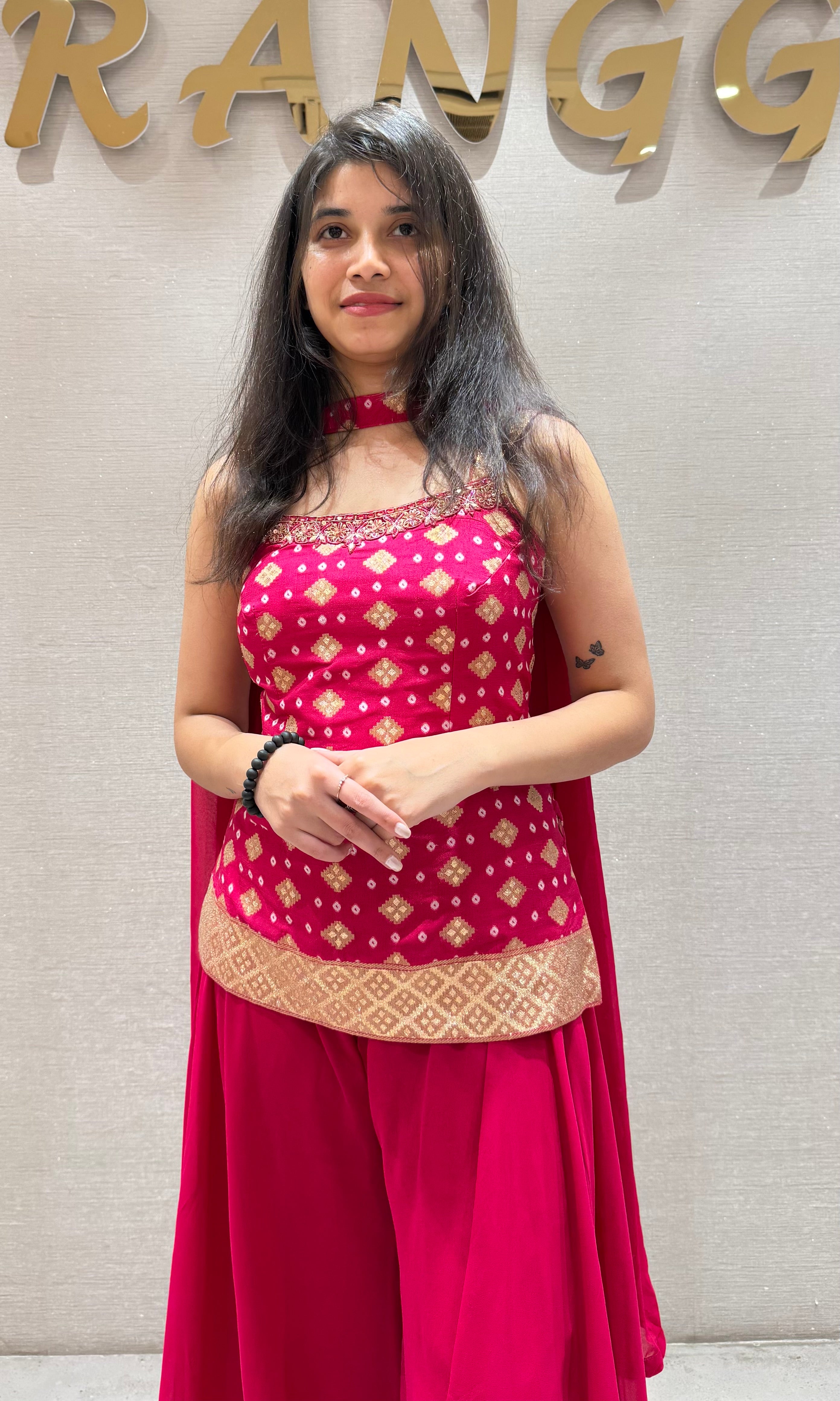 Rani pink EMBROIDERED SHARARA SET