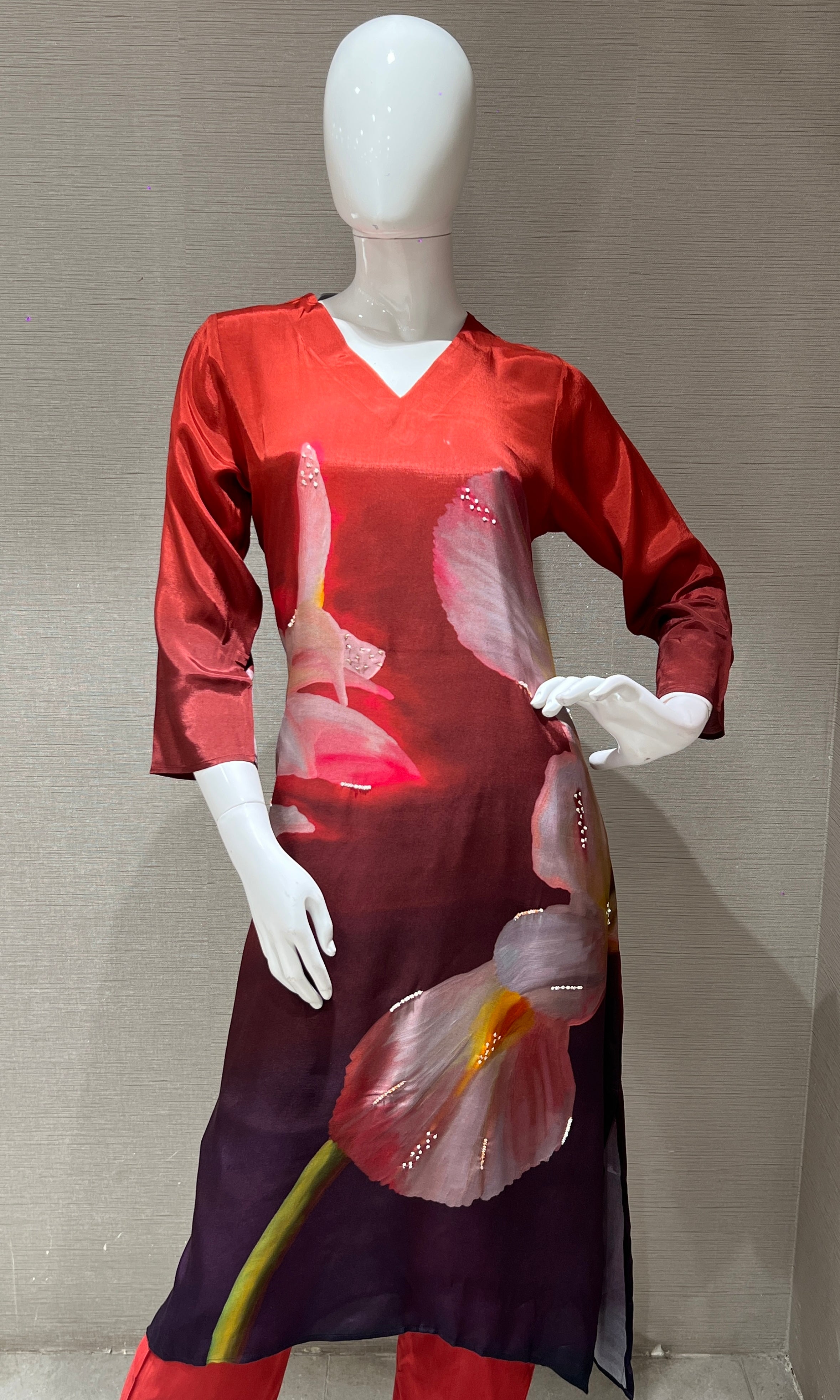 Rust Floral Print Cord Set