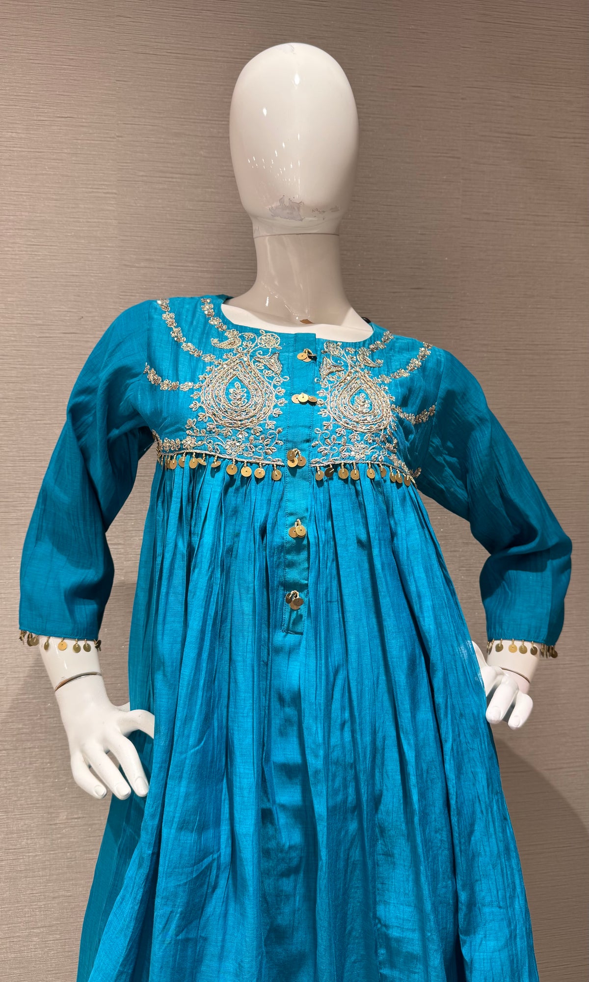 RAMA BLUE COTTON ETHNIC A LINE KURTA SET WITH DUPATTA