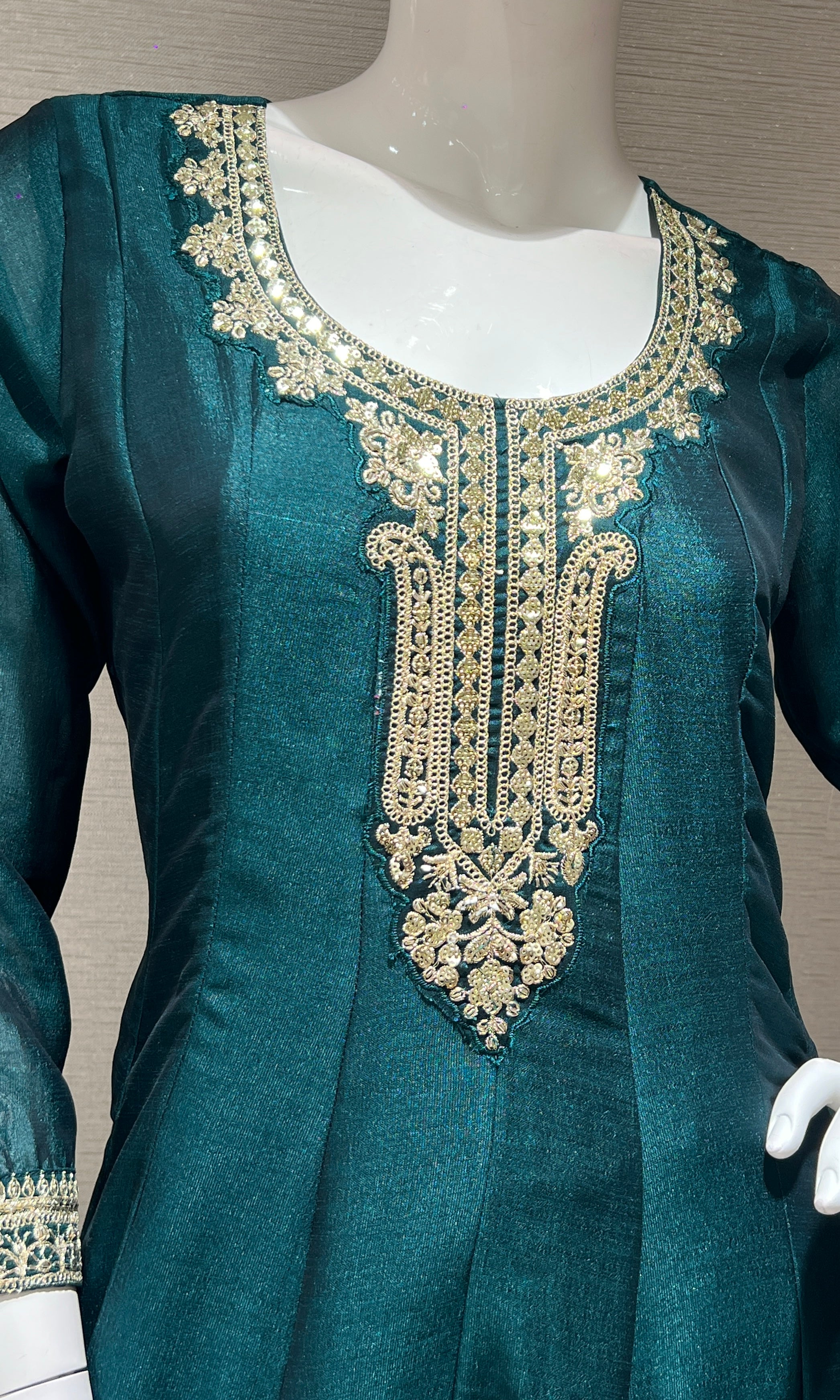 Green gold Ethnic Anarkali kurta set