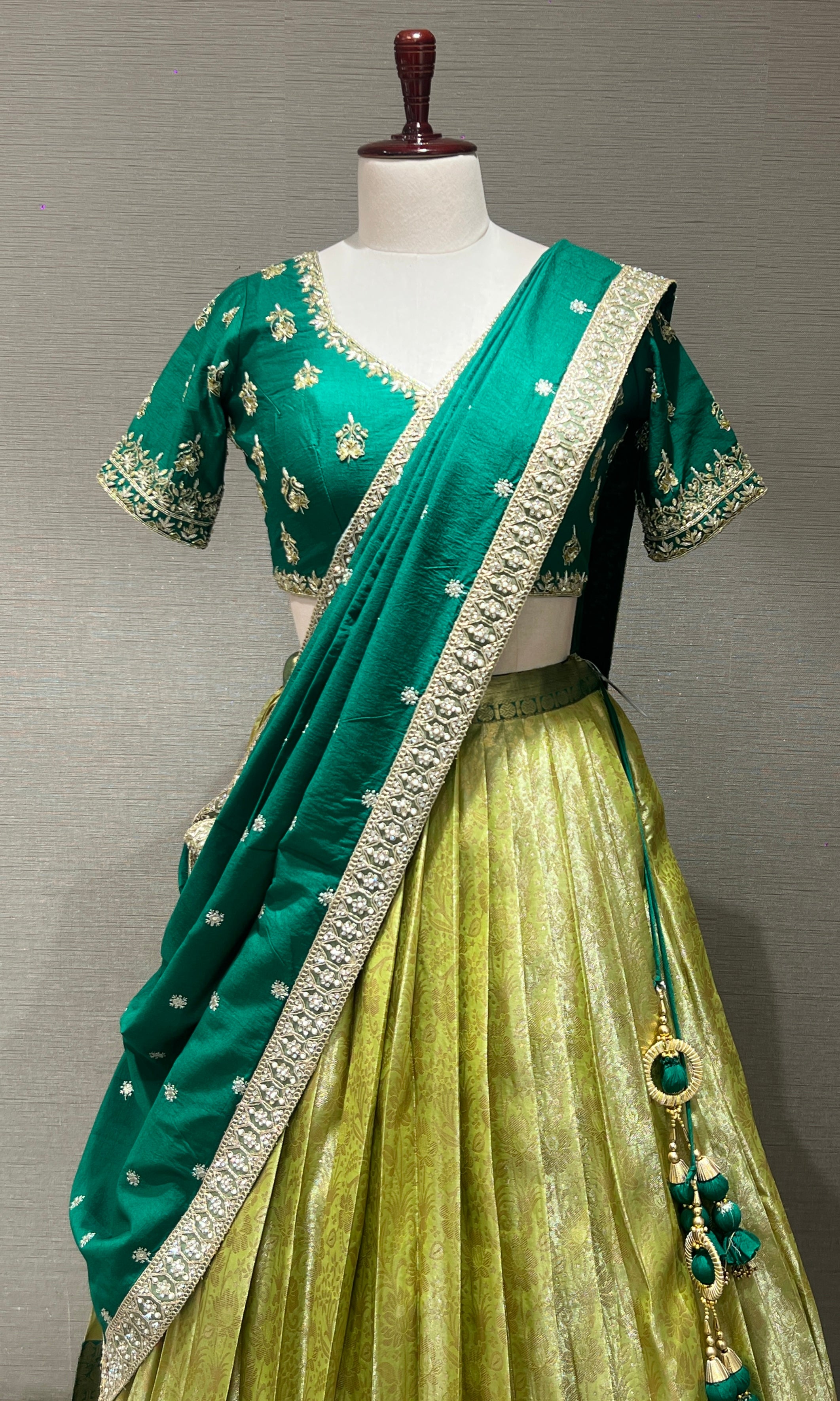 Green Emerald Lehenga WITH RAW SILK DUPATTA