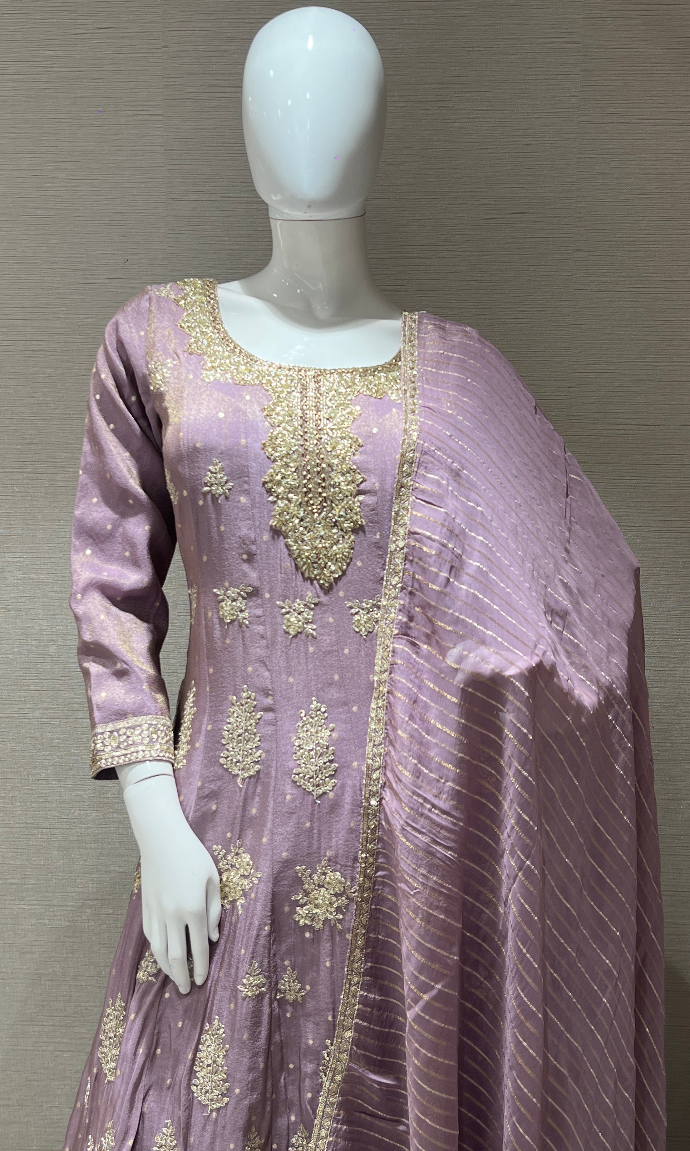Lavender Anarkali kurta set with palazzo pants
