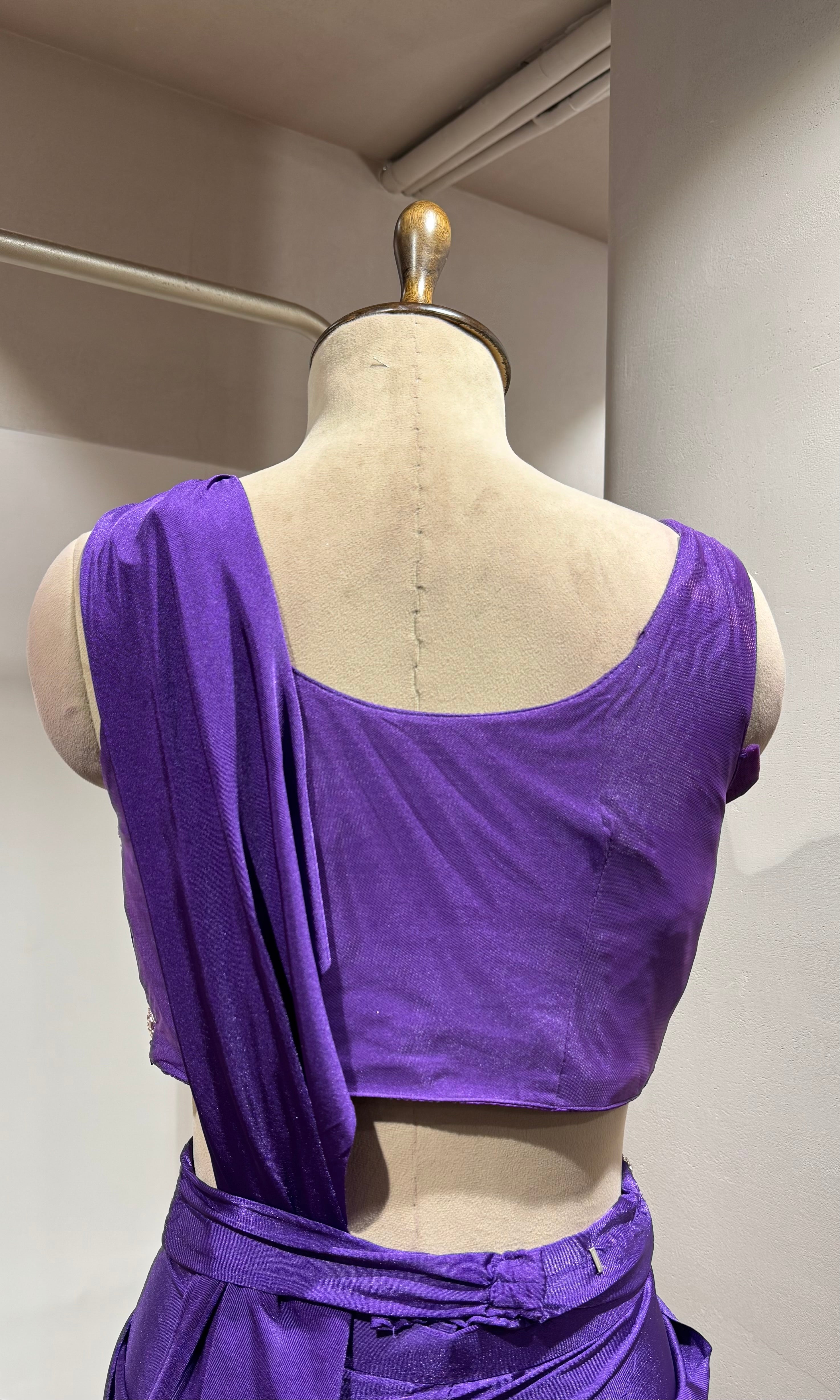 PURPLE DRAPE SAREE WITH BLOUSE & BELT