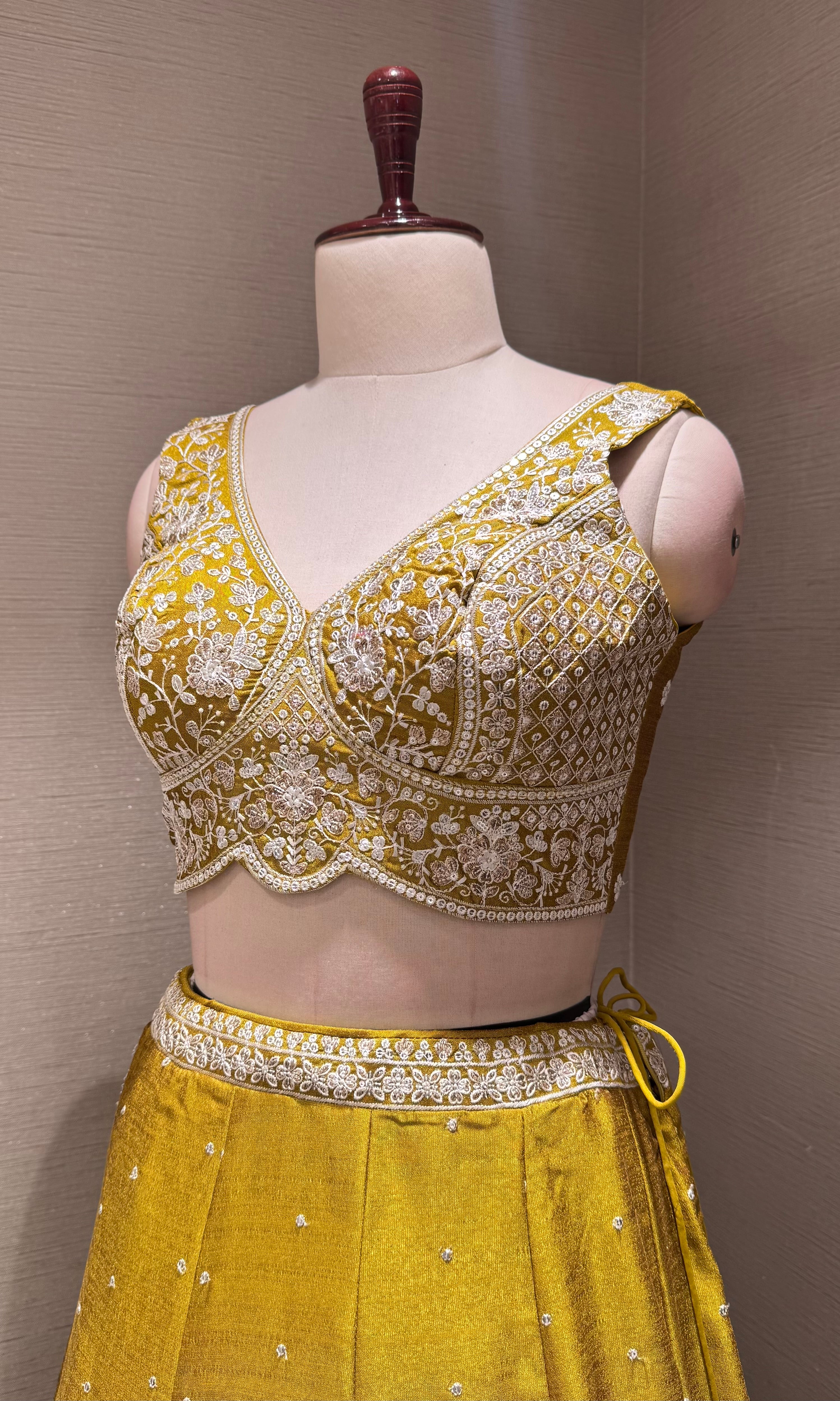 Green Silk Lehenga Choli with Embroidered Dupatta