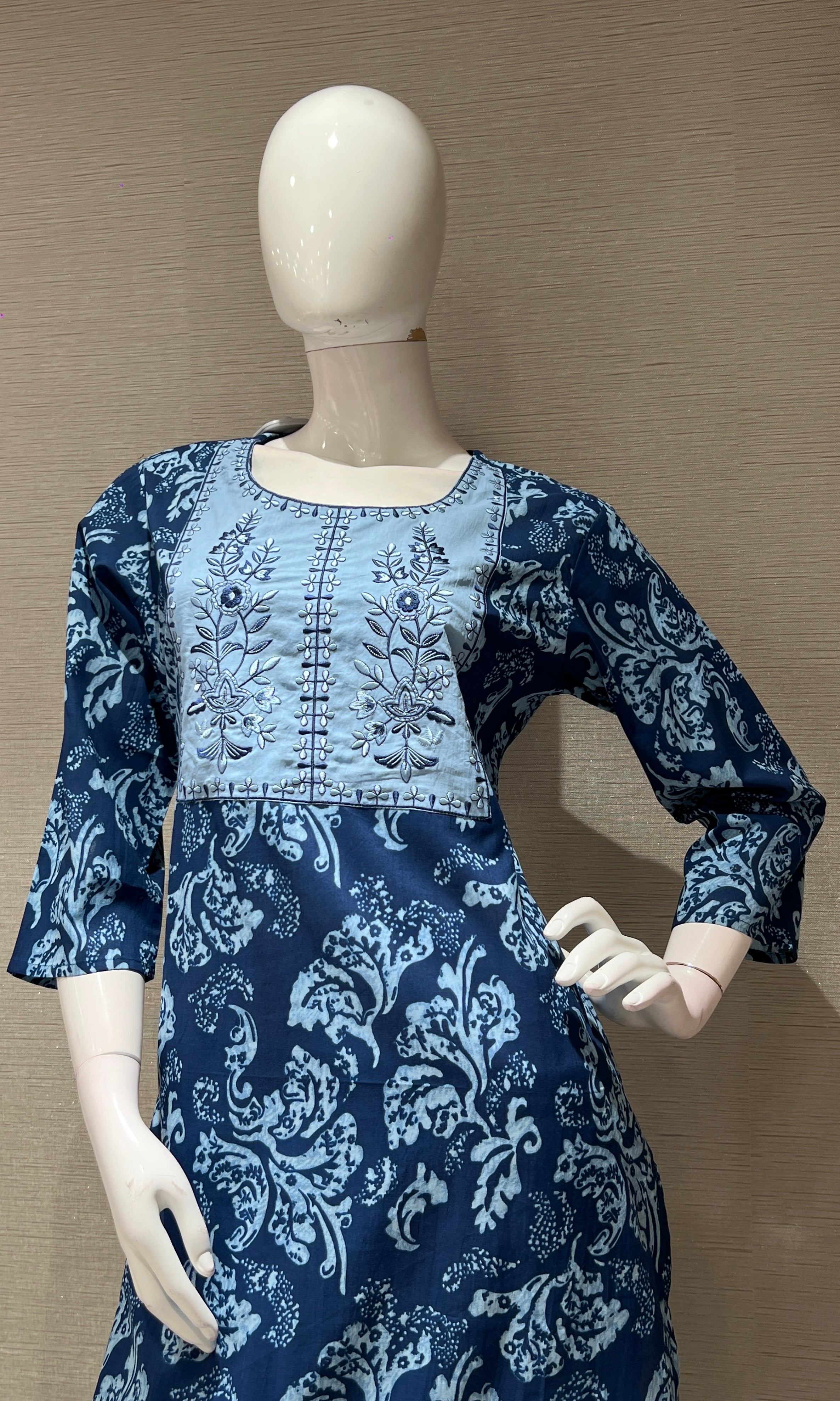 Navy blue PRINTED kurta set