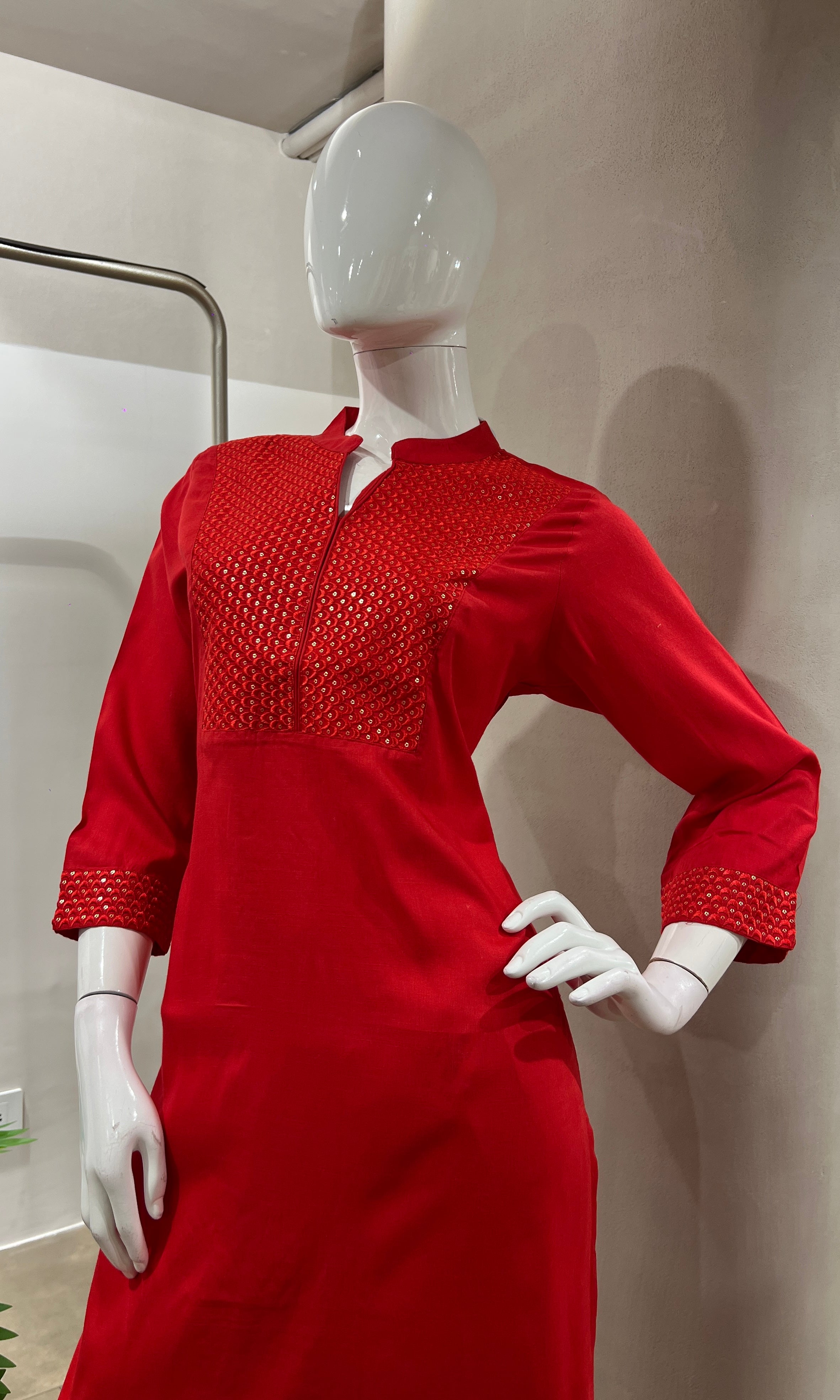RED ETHNIC KURTI TOP