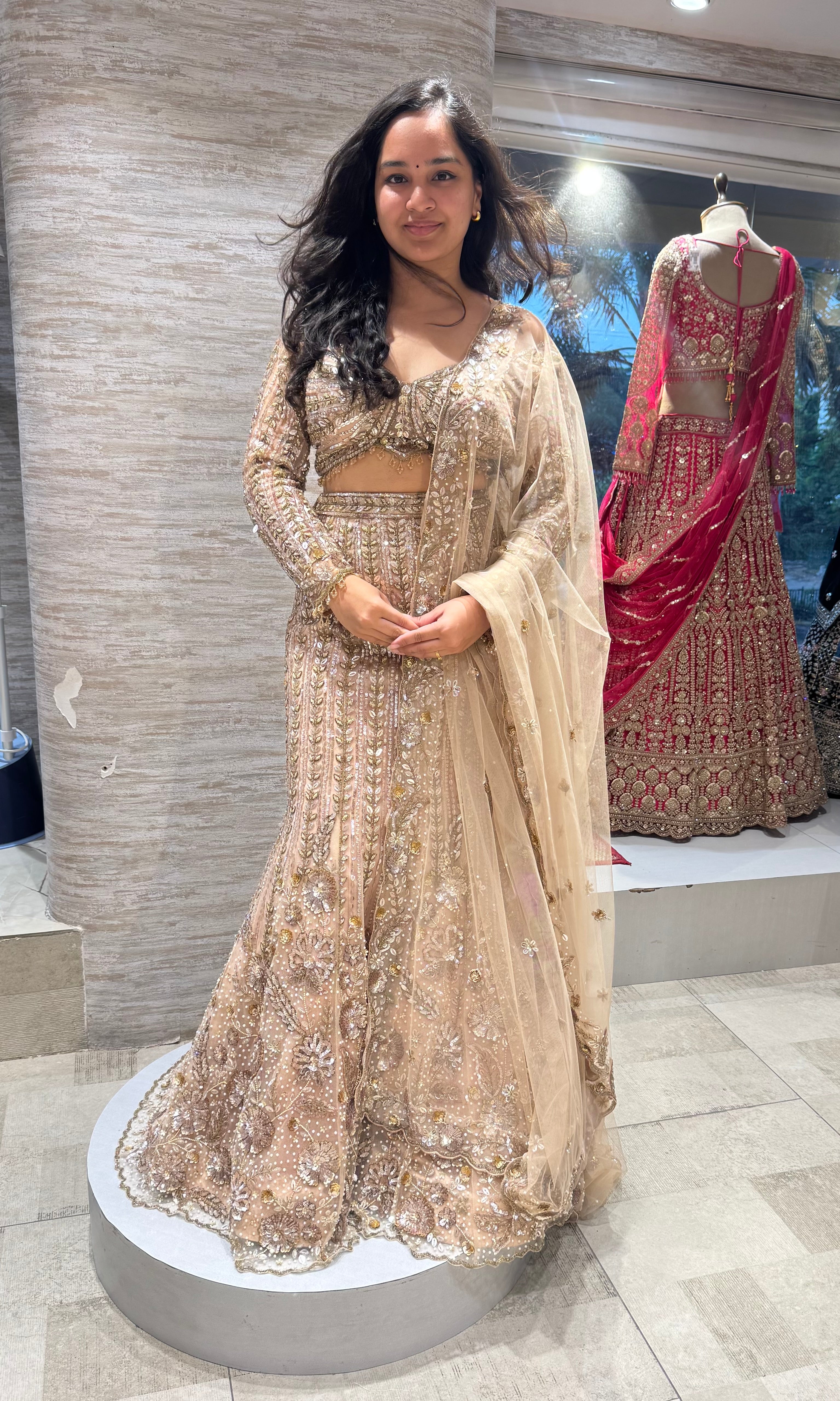 Gold Gilded Bridal Lehenga Ensemble
