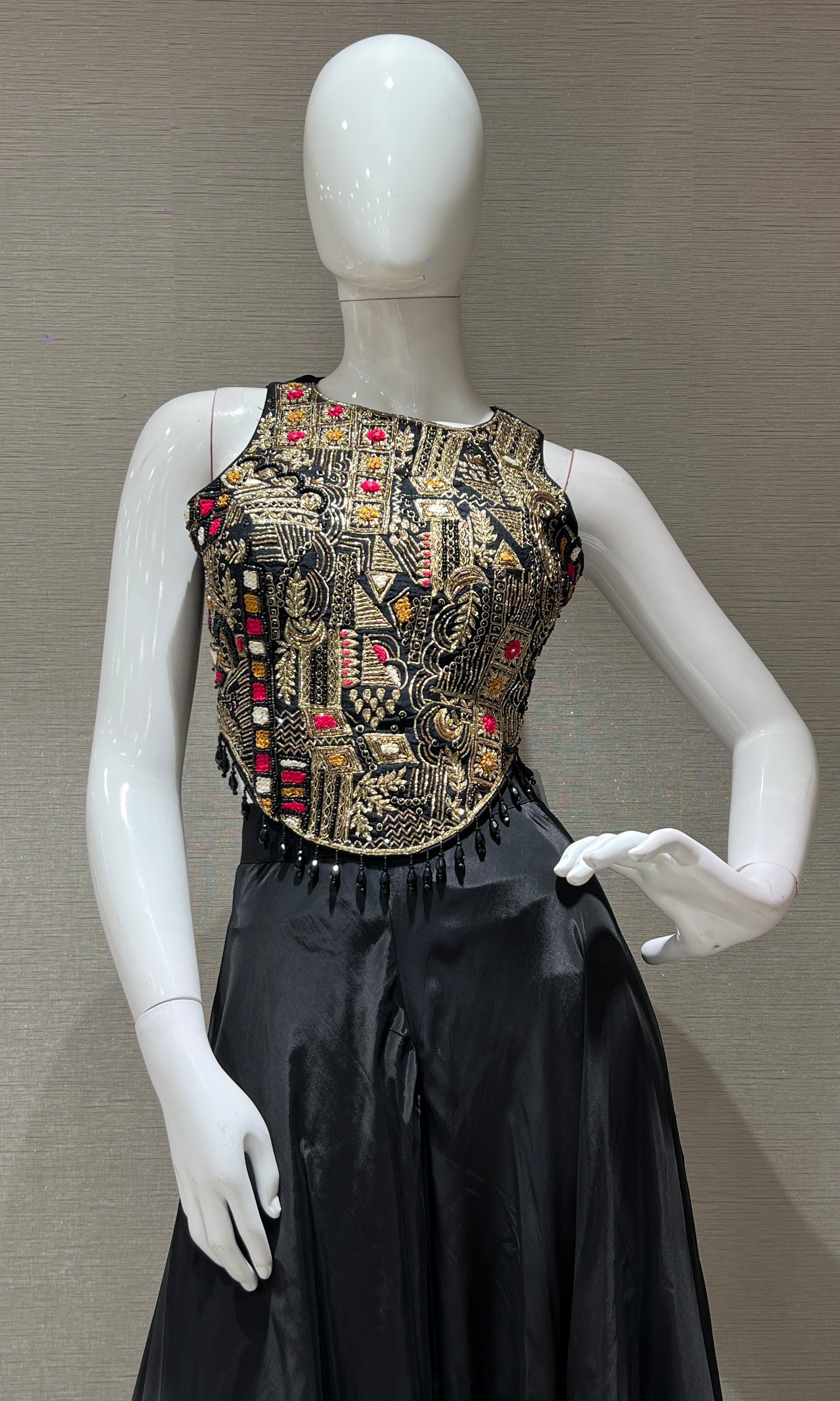 Black Gold Embroidery palazzo set