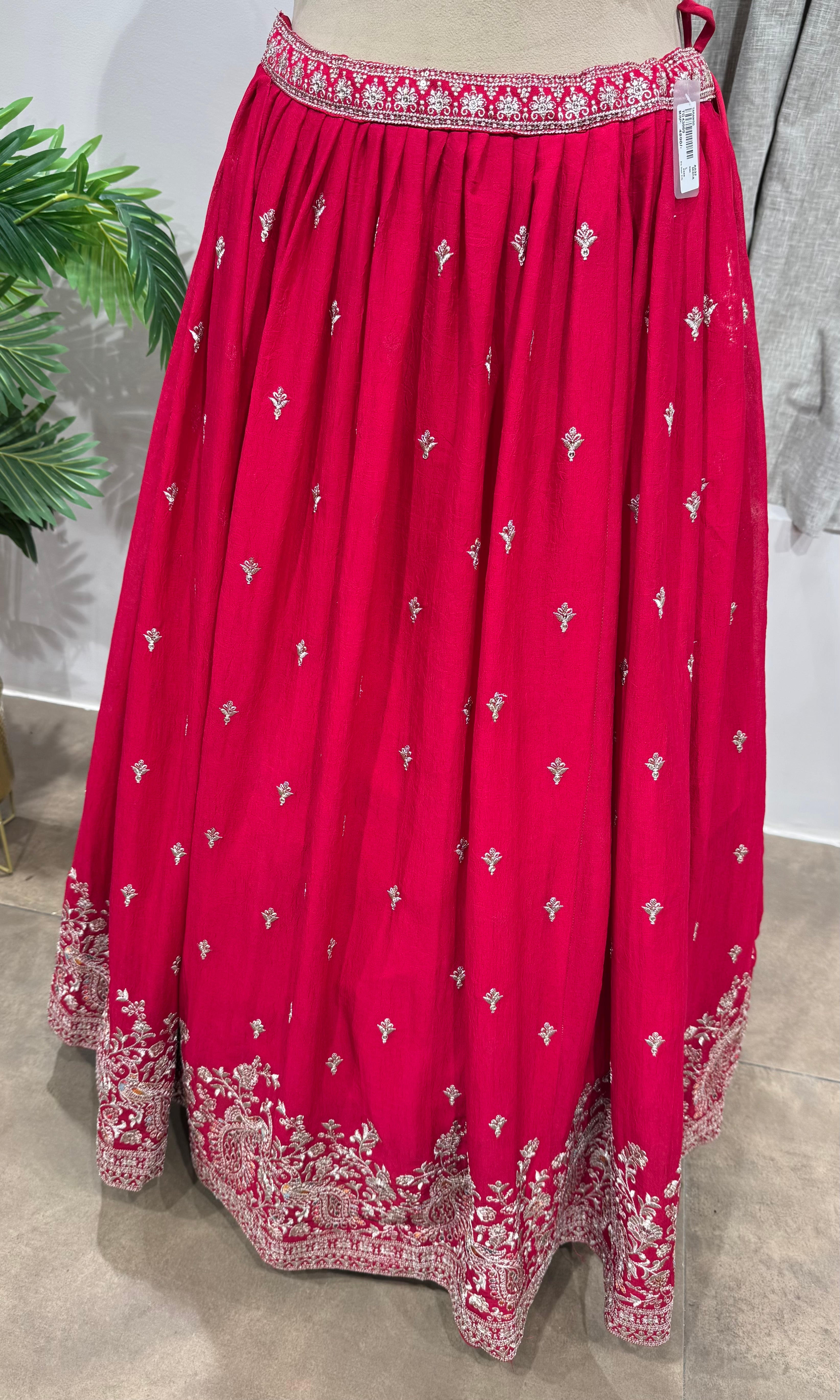Rani Pink Lehenga with Elaborate Border Embroidery
