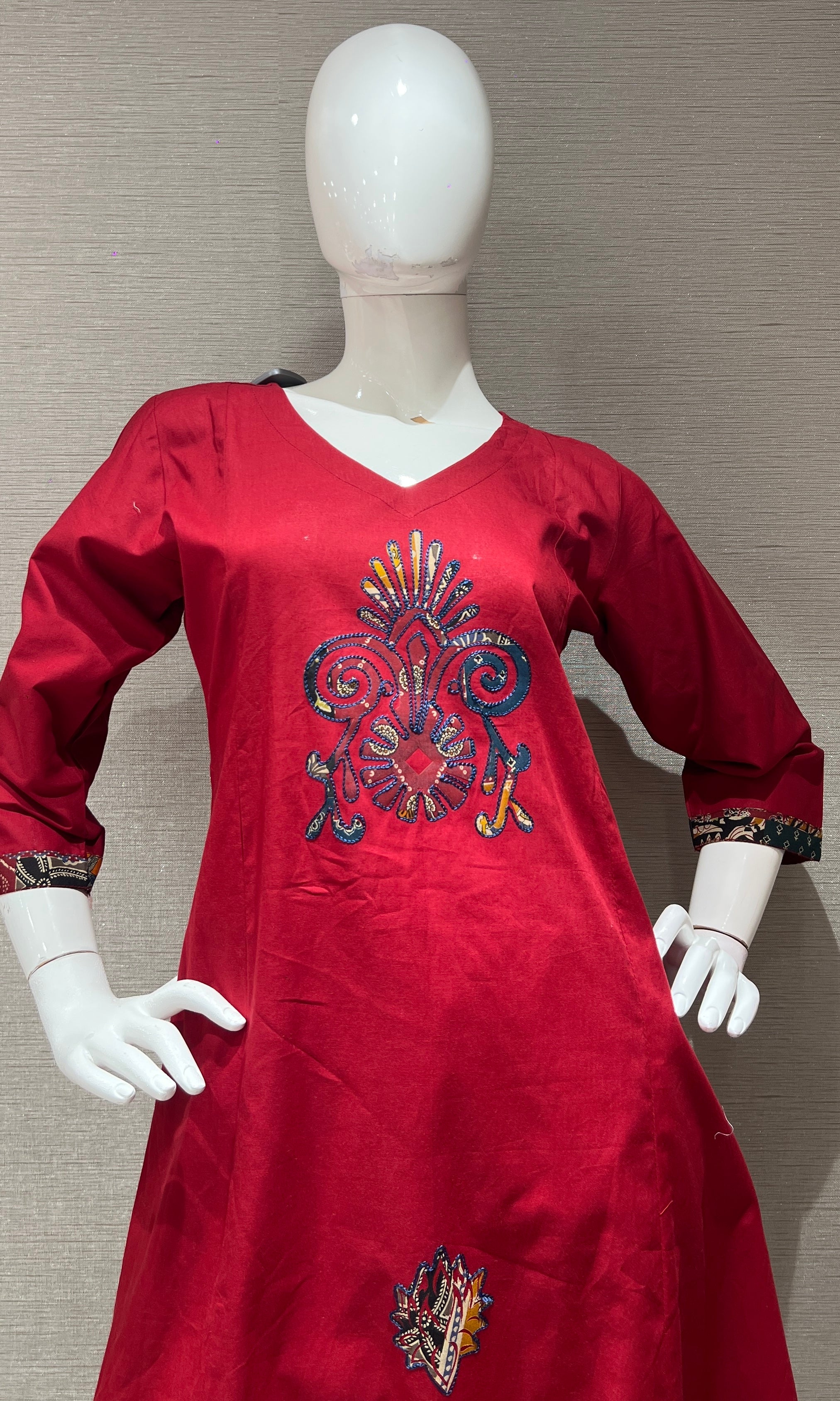 Red Floral Salwar Kameez Kurta Set