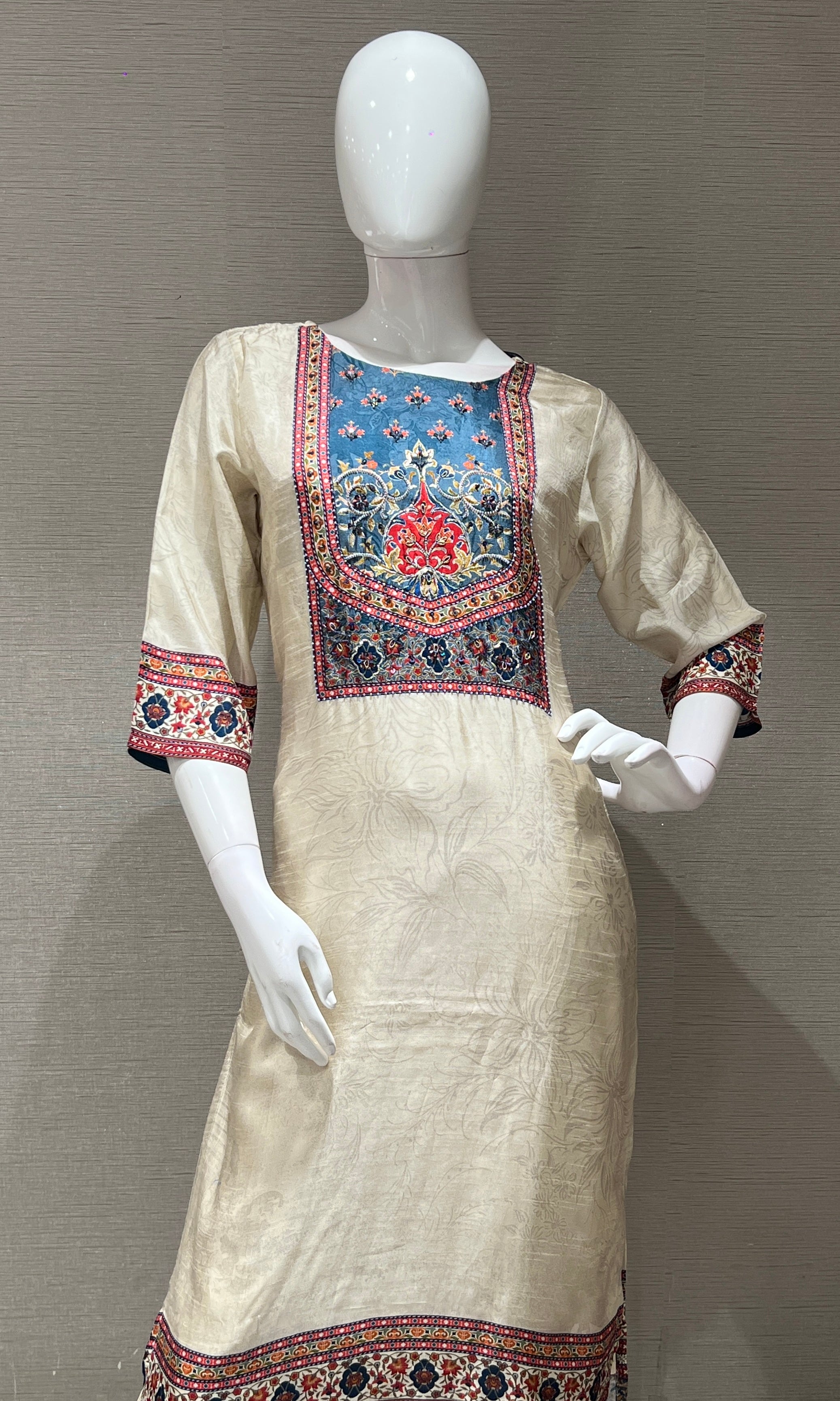 Elegant Cream Digital Print kurta set