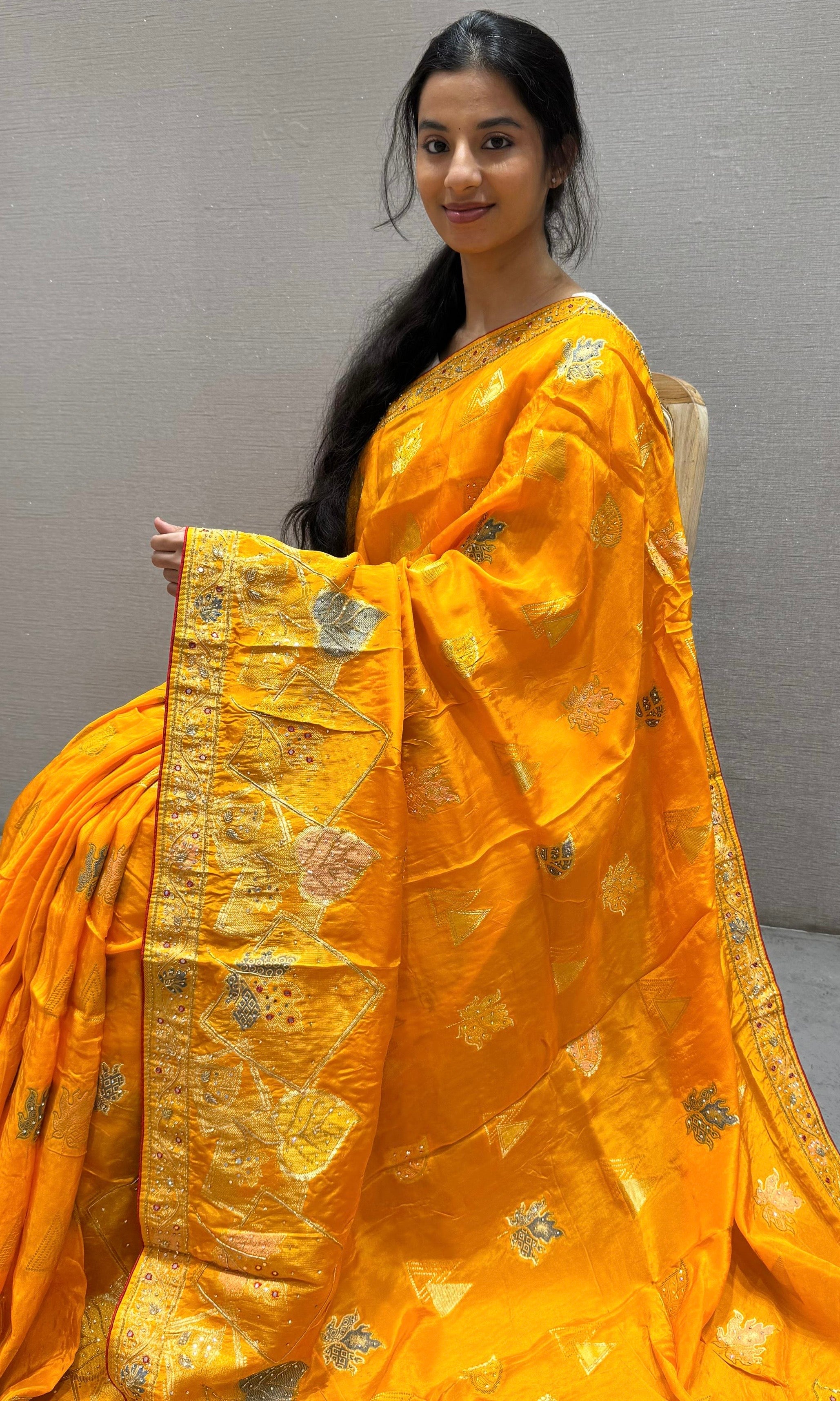 Gold Yellow Banarasi saree