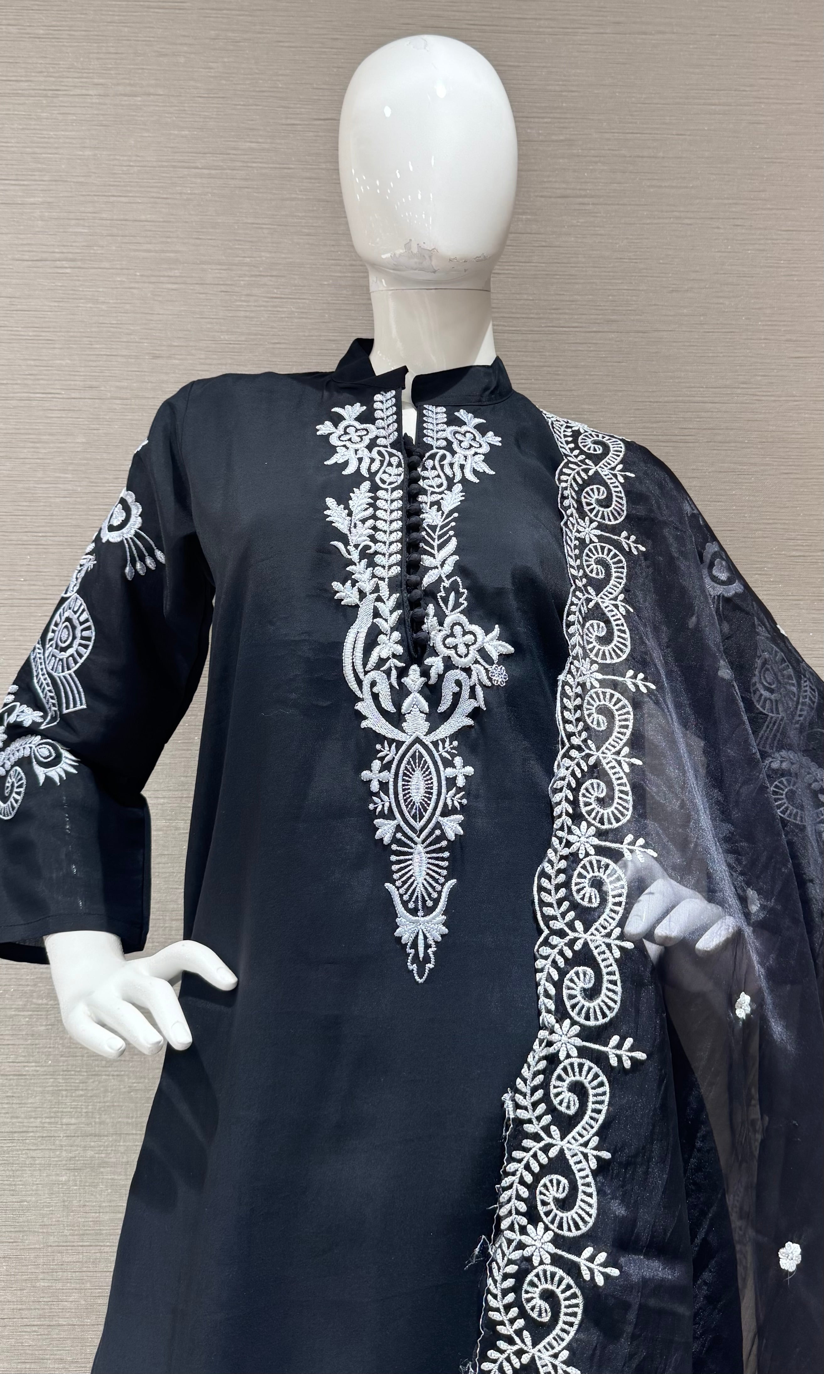 Black Silver & Black Ethnic Kurta set
