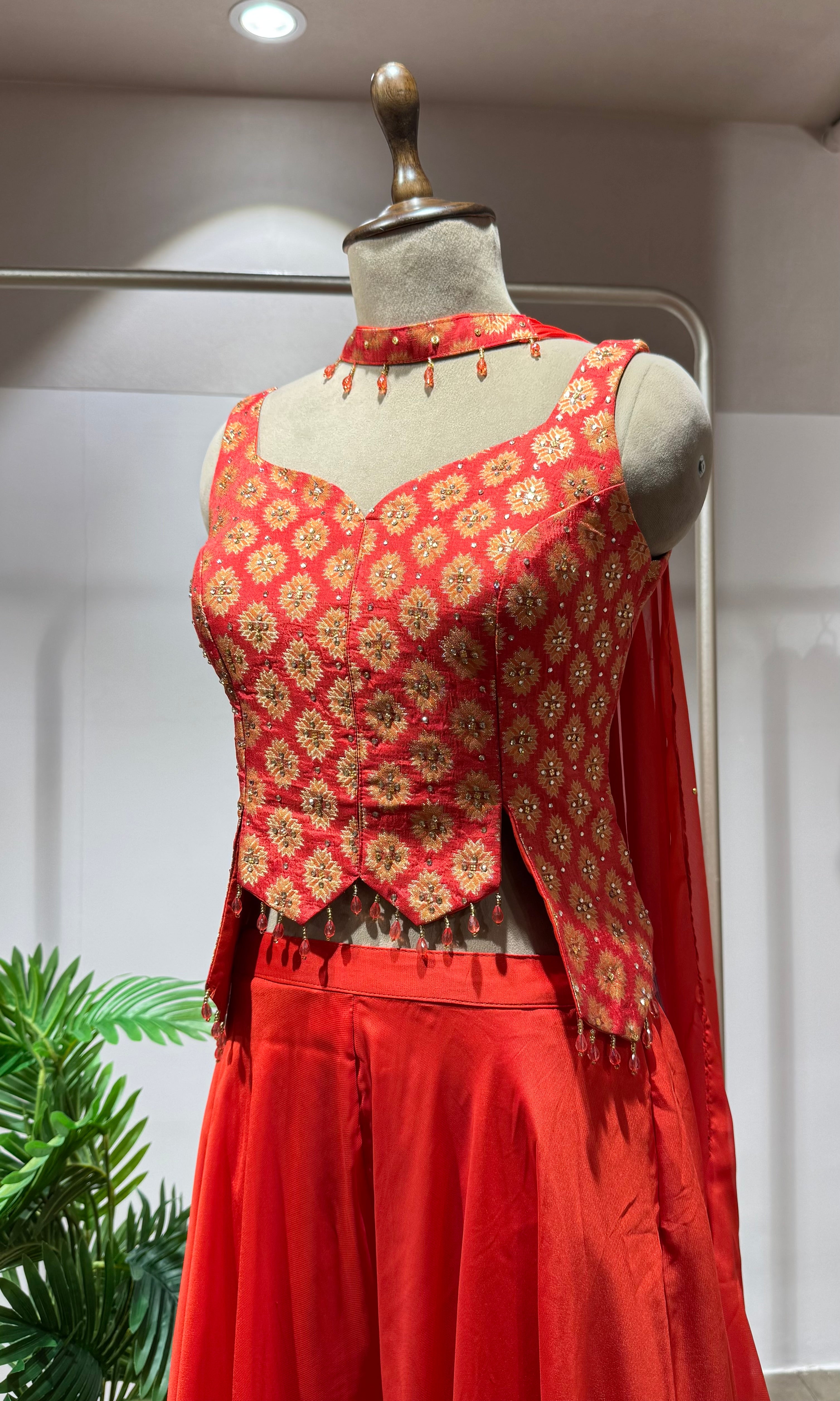 RUST orange ethnic crop top and palazzo