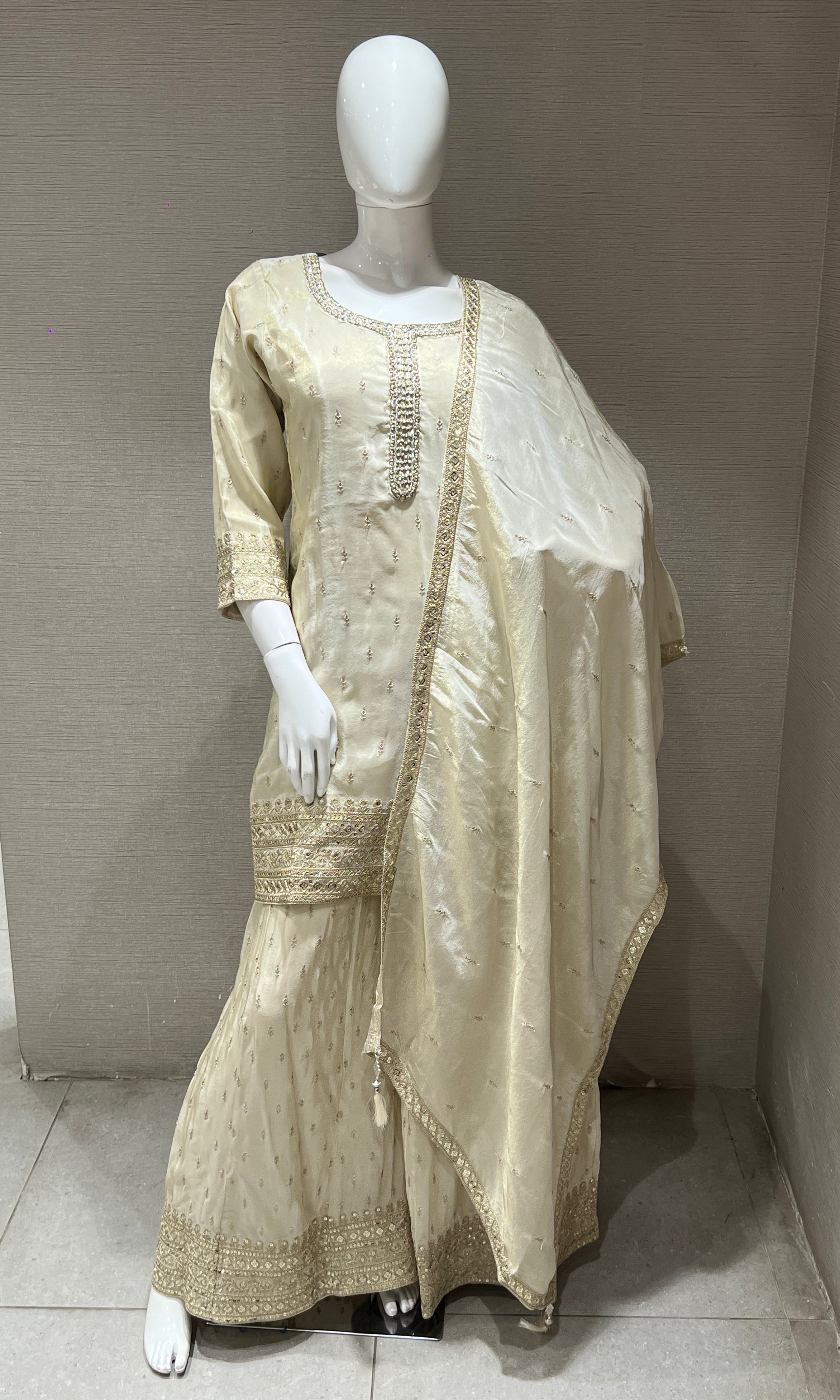 Half white Embroidered Sharara Palazoo