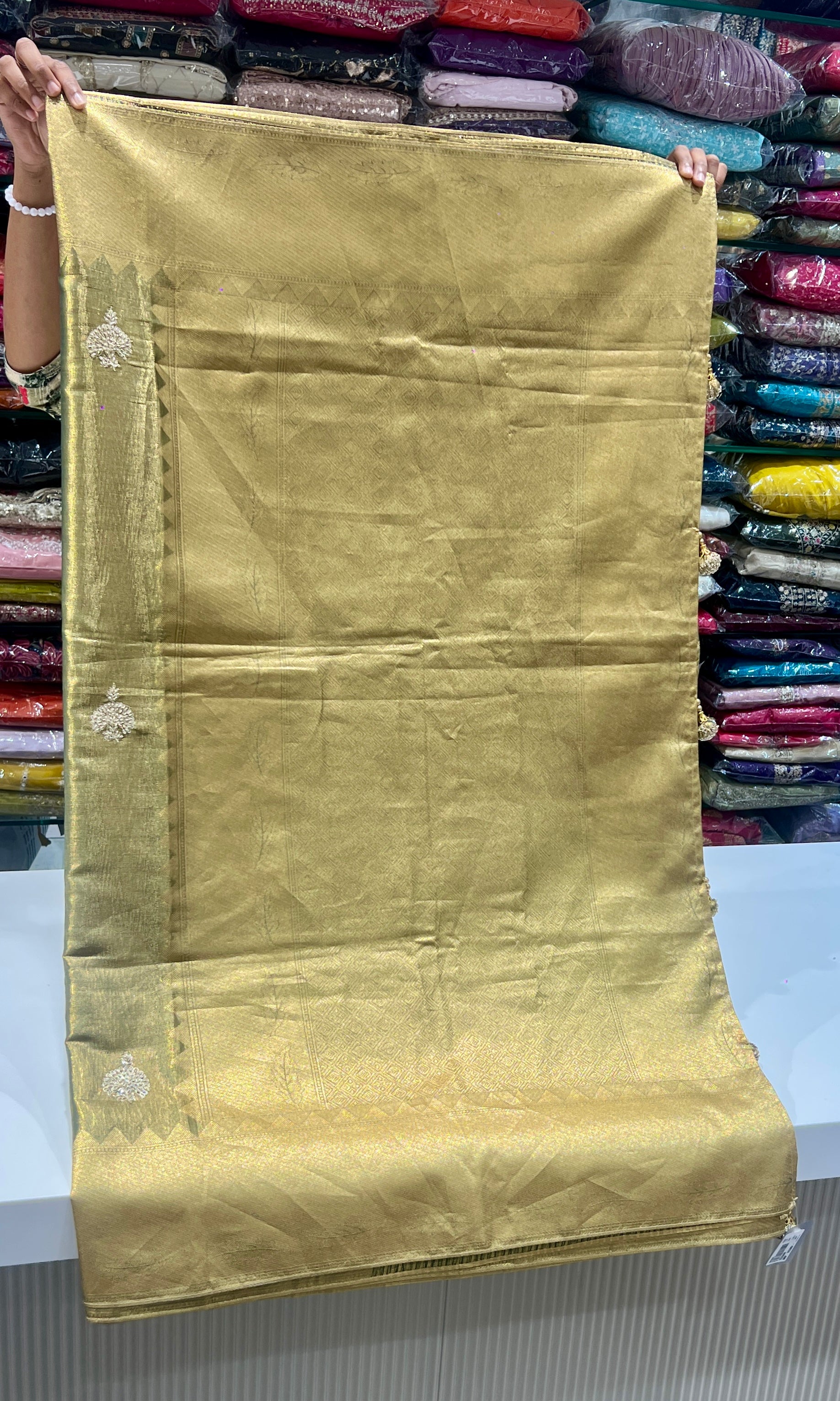 Green saree with ready blouse