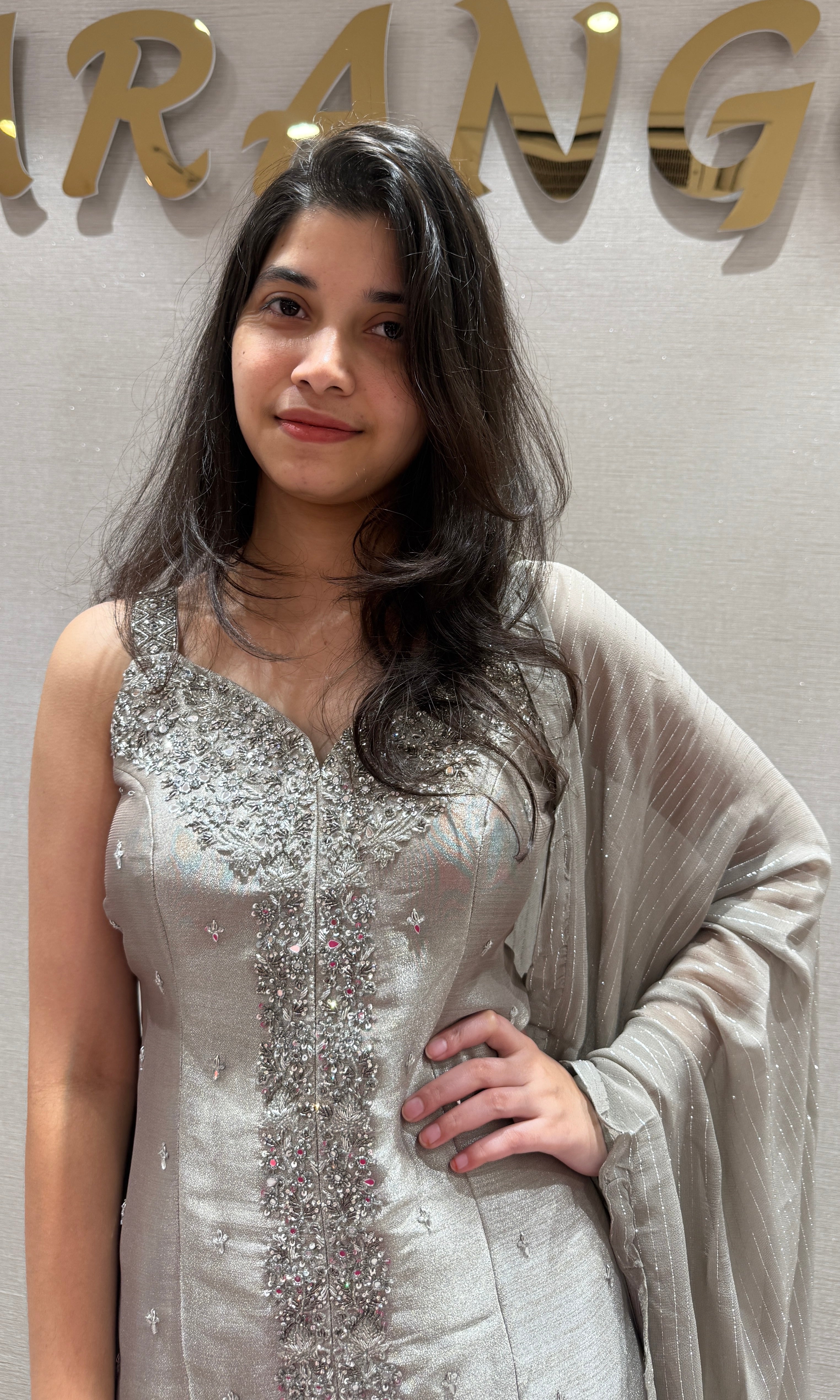 Grey Embellished Sharara Set