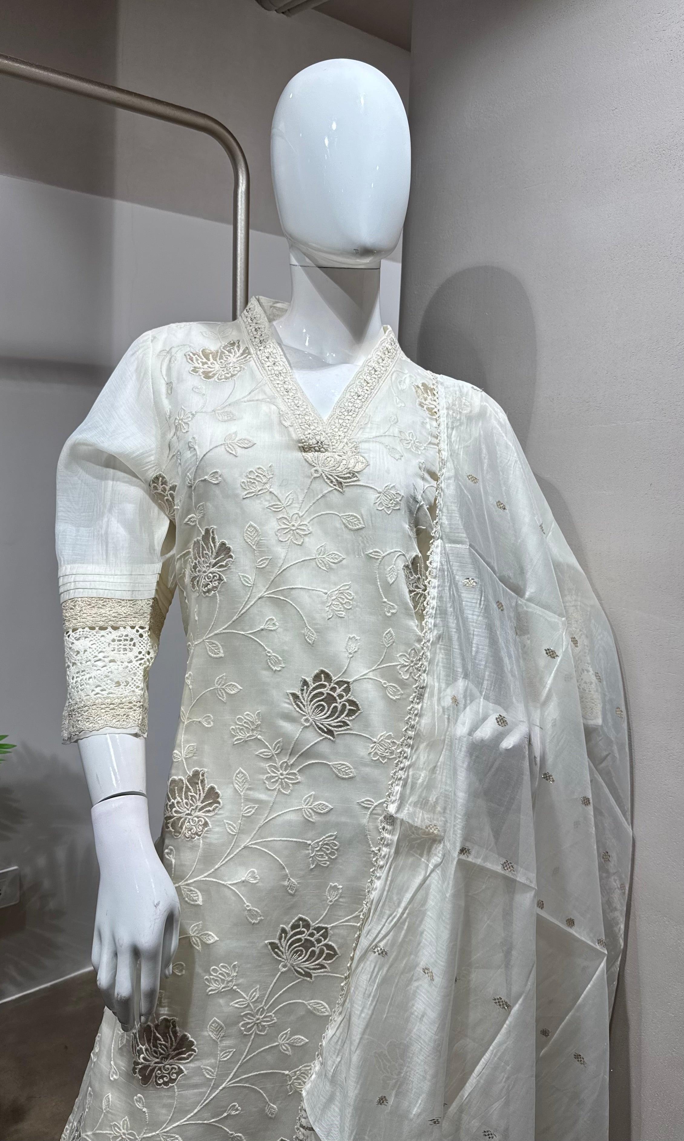 Mustard Cotton Chikankari KURTA Set